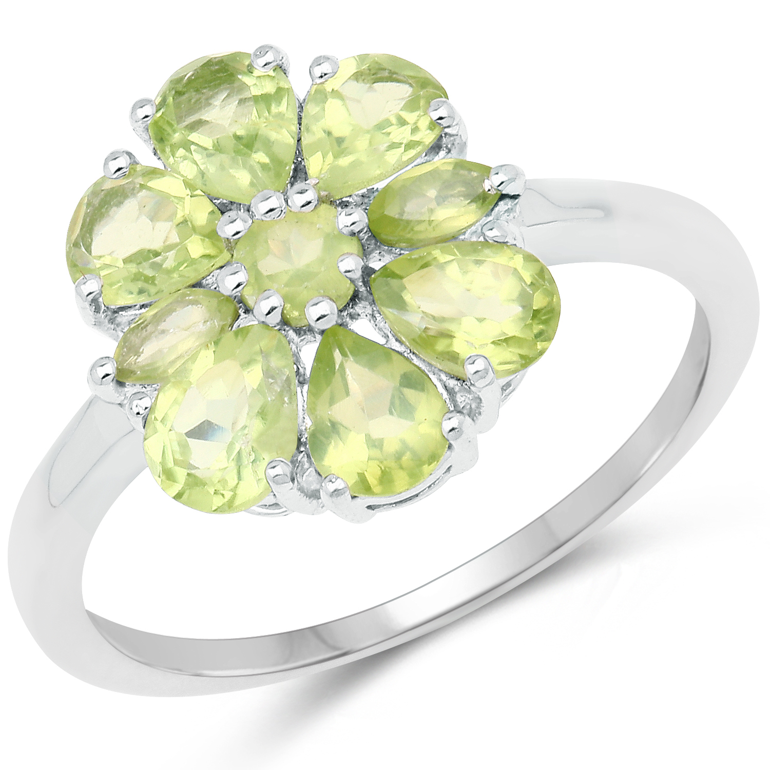 1.43 Carat Genuine Peridot .925 Sterling Silver Ring