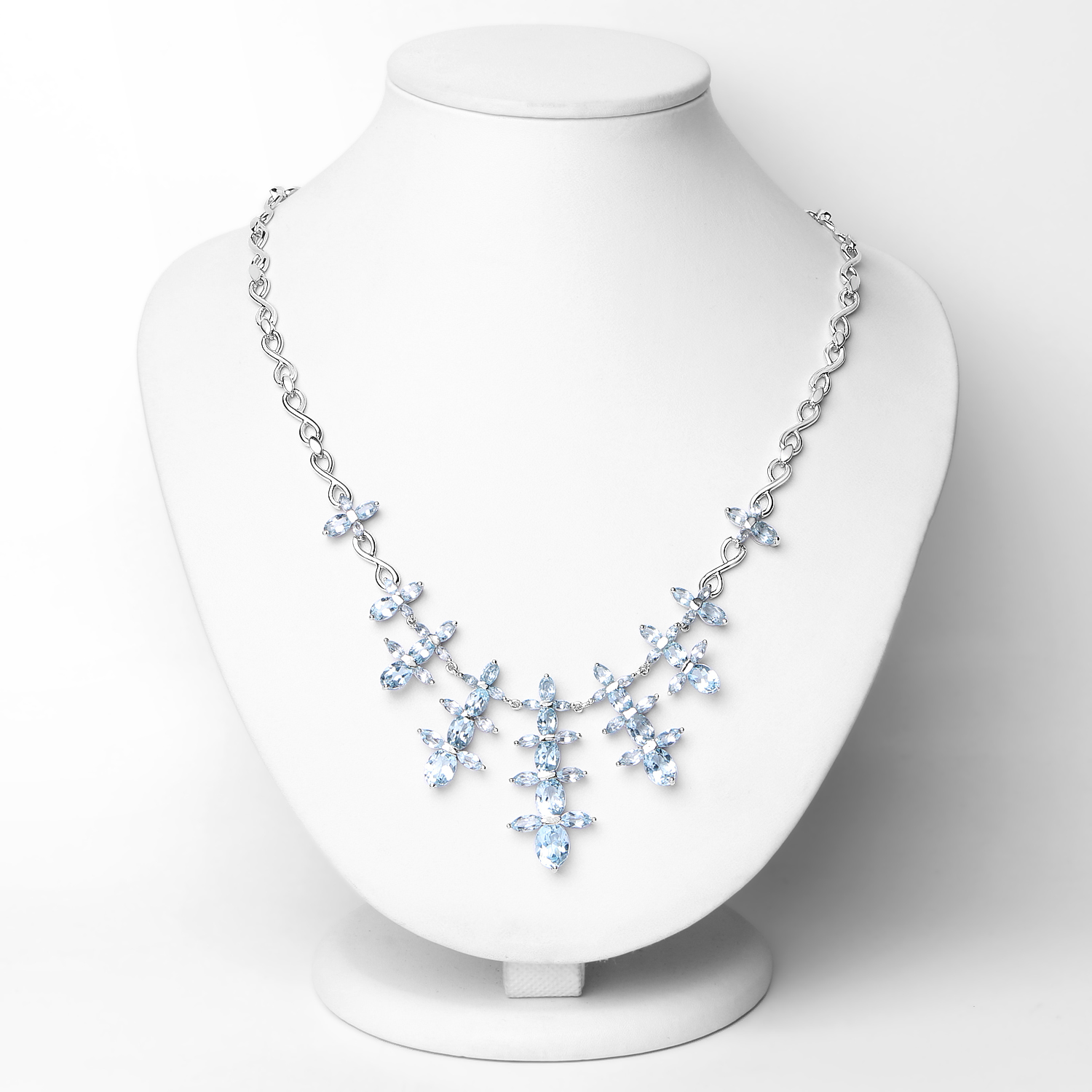 25.15 Carat Genuine Blue Topaz .925 Sterling Silver Necklace