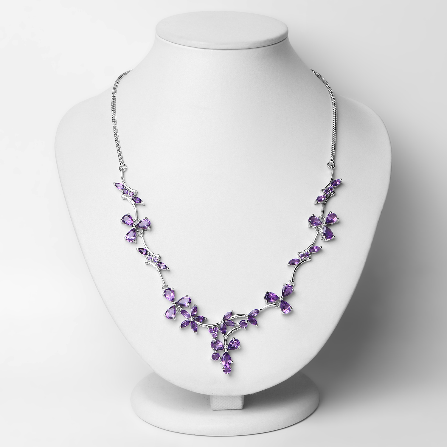 15.72 Carat Genuine Amethyst .925 Sterling Silver Necklace