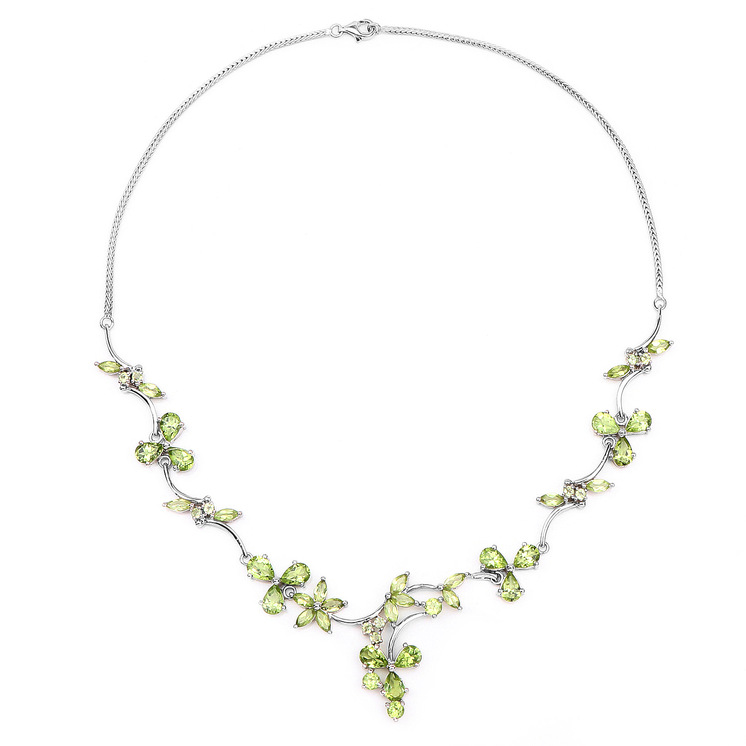 17.24 Carat Genuine Peridot .925 Sterling Silver Necklace