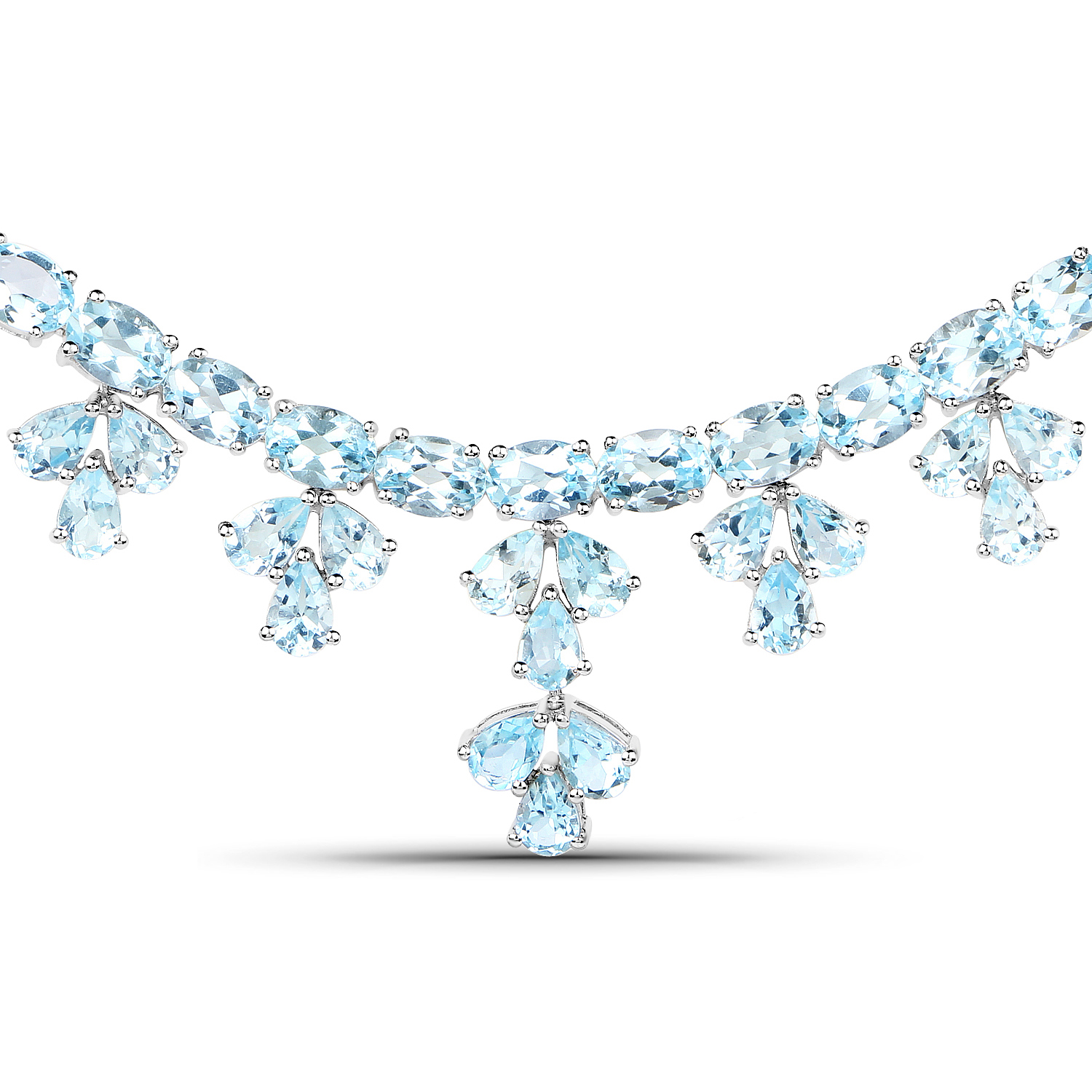 69.47 Carat Genuine Blue Topaz .925 Sterling Silver Necklace