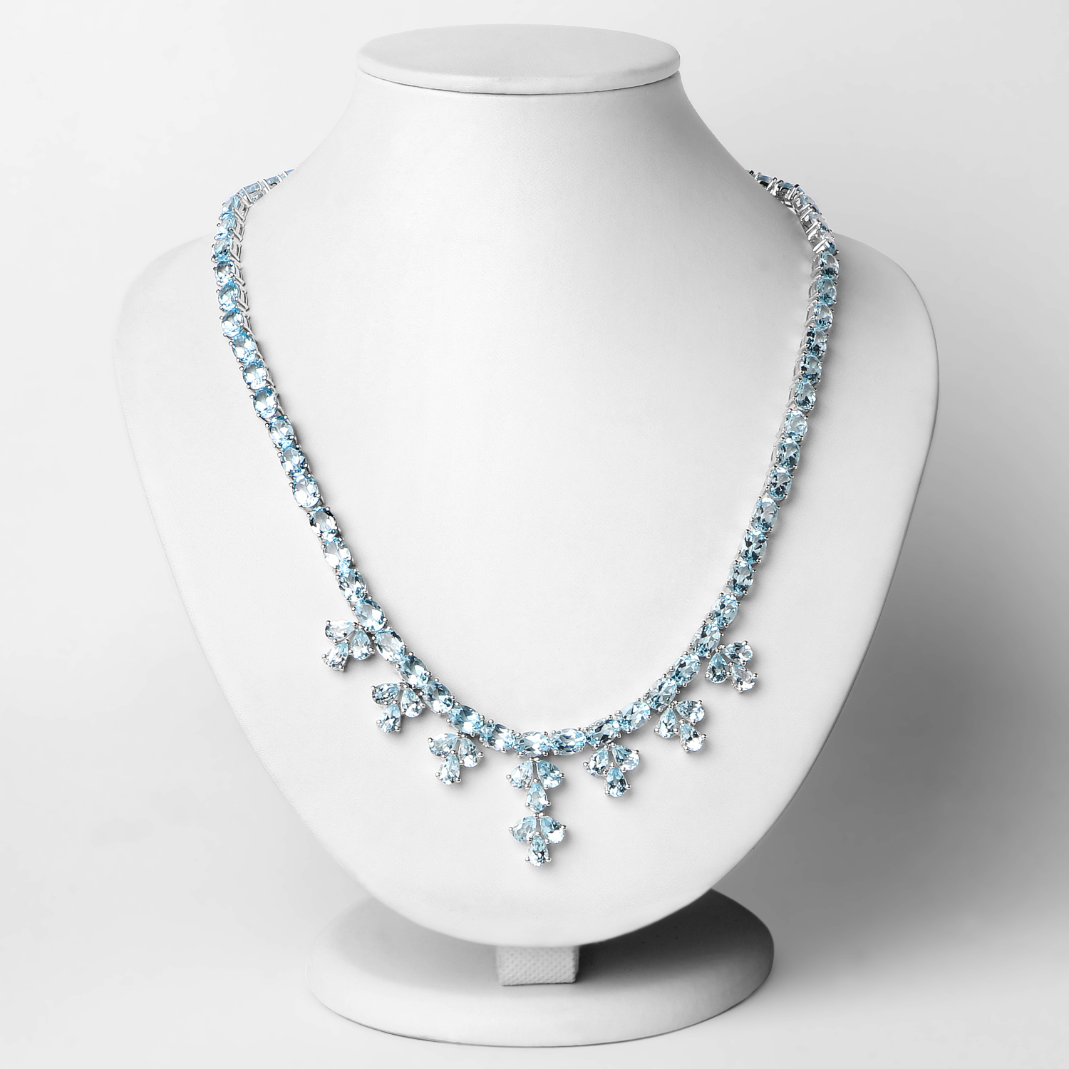 69.47 Carat Genuine Blue Topaz .925 Sterling Silver Necklace