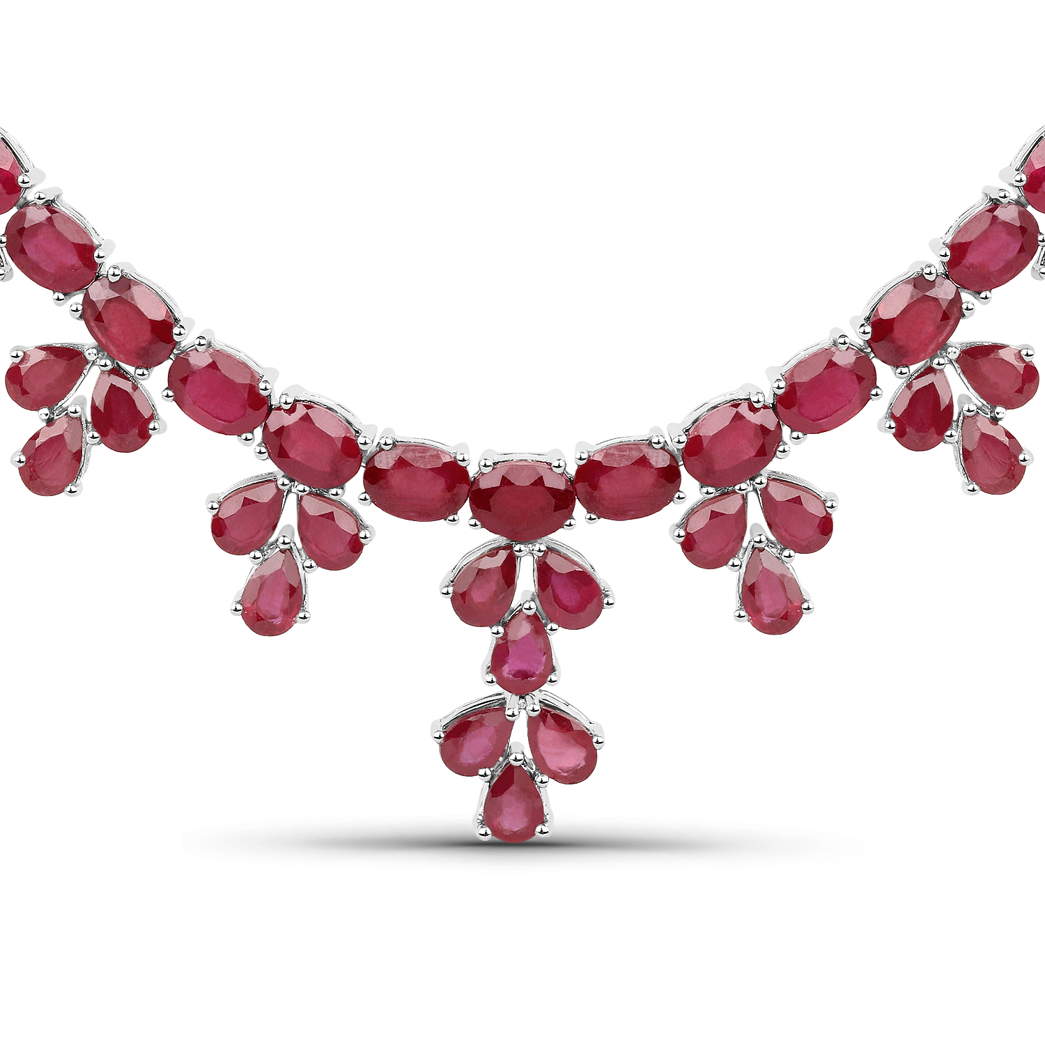 99.25 Carat Genuine Glass Filled Ruby .925 Sterling Silver Necklace