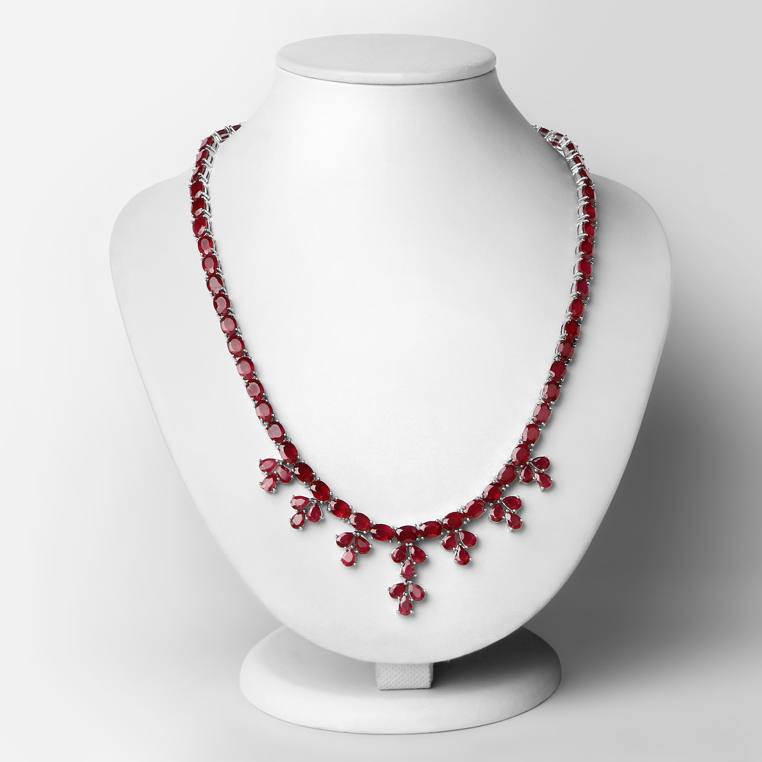 99.25 Carat Genuine Glass Filled Ruby .925 Sterling Silver Necklace