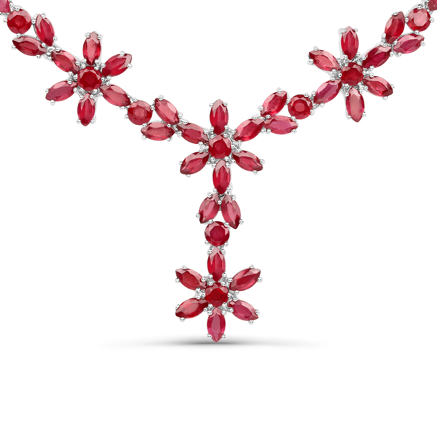 53.76 Carat Genuine Glass Filled Ruby .925 Sterling Silver Necklace