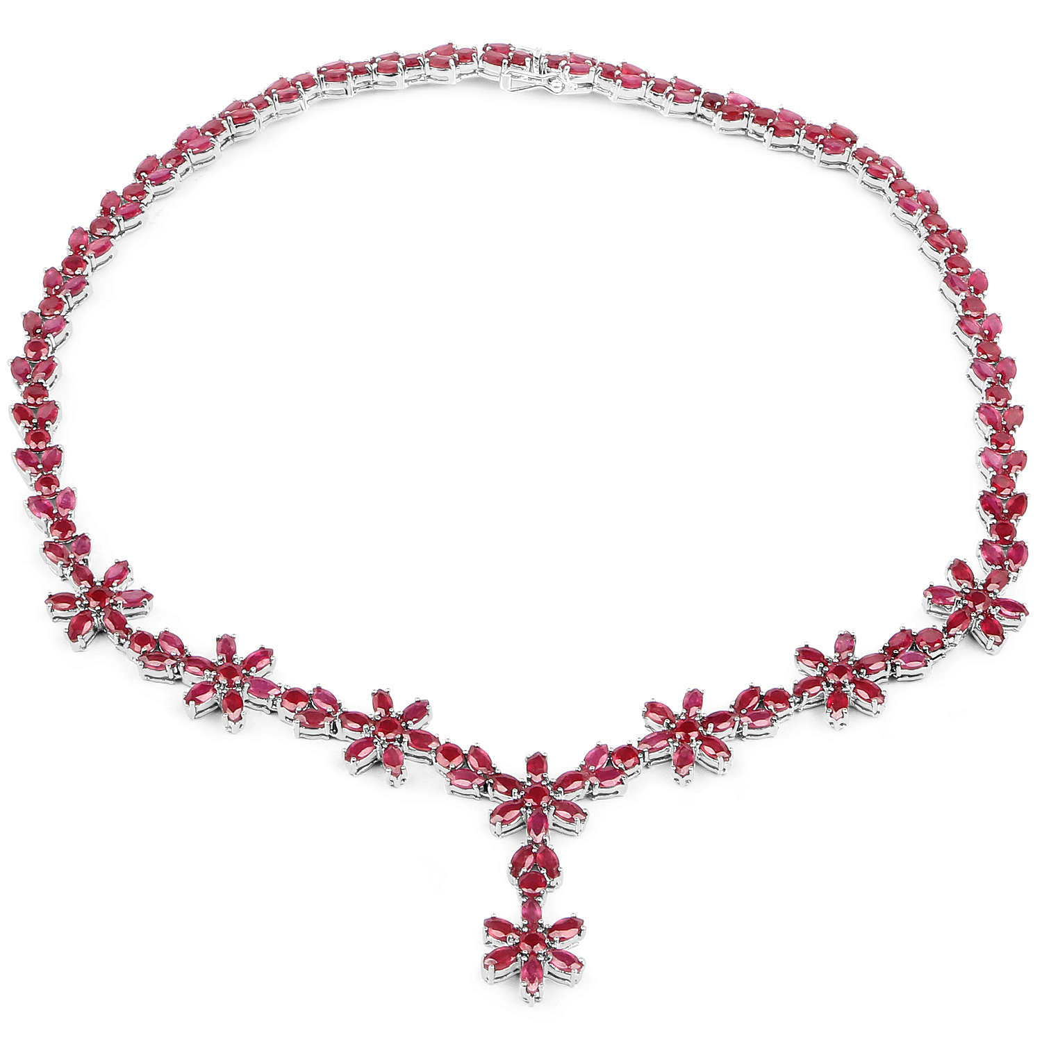 53.76 Carat Genuine Glass Filled Ruby .925 Sterling Silver Necklace