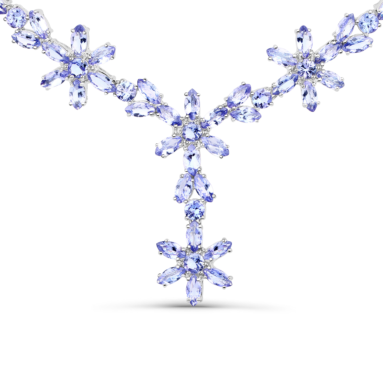 41.76 Carat Genuine Tanzanite .925 Sterling Silver Necklace