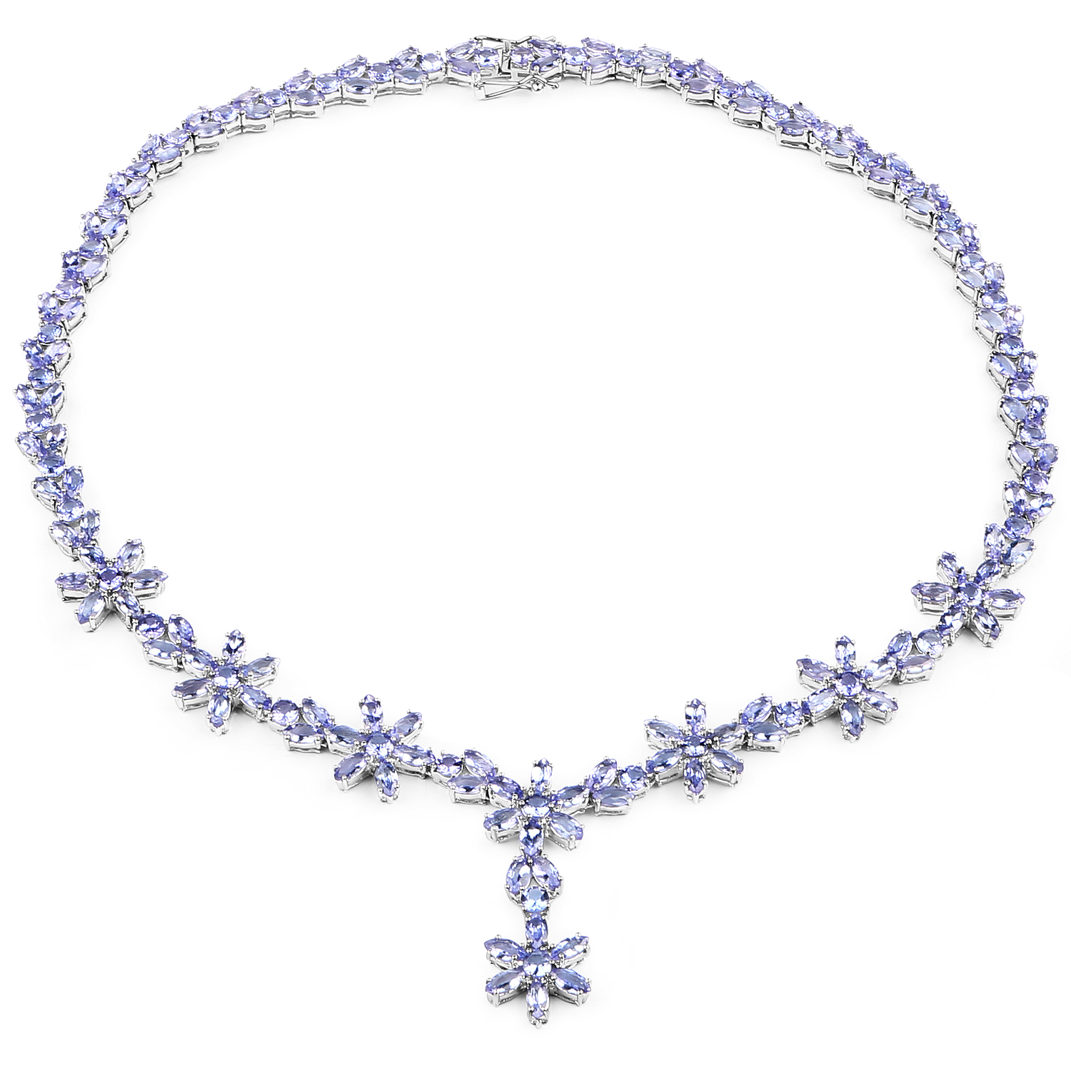 41.76 Carat Genuine Tanzanite .925 Sterling Silver Necklace