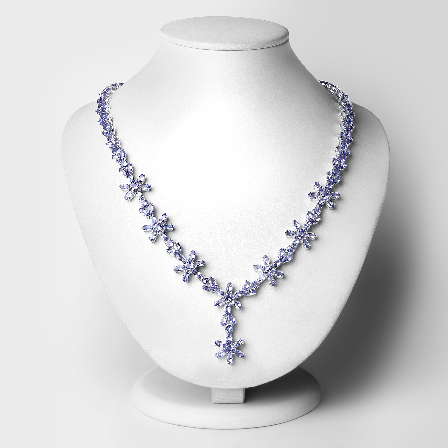 41.76 Carat Genuine Tanzanite .925 Sterling Silver Necklace