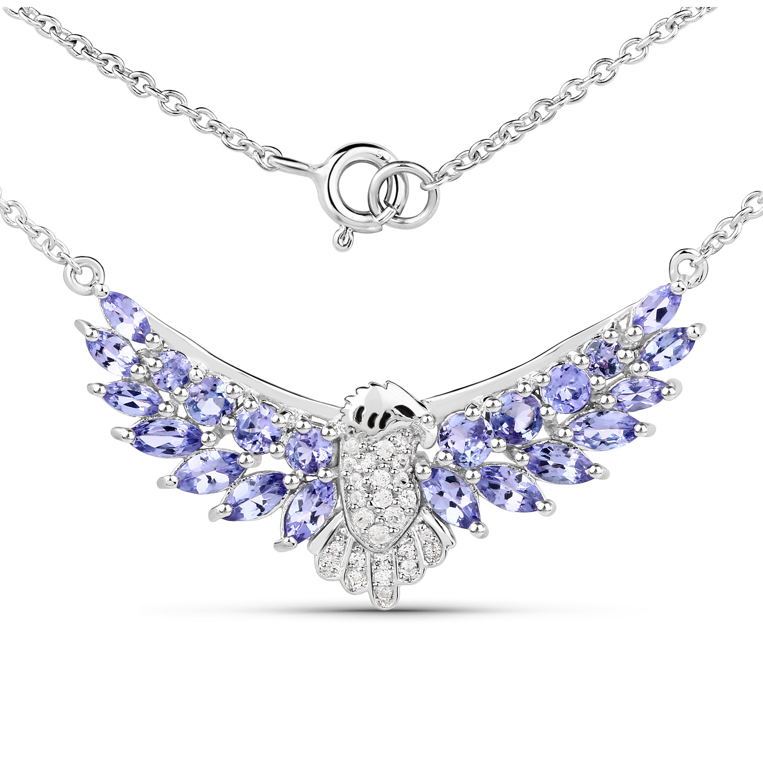 2.55 Carat Genuine Multi Stones .925 Sterling Silver Necklace