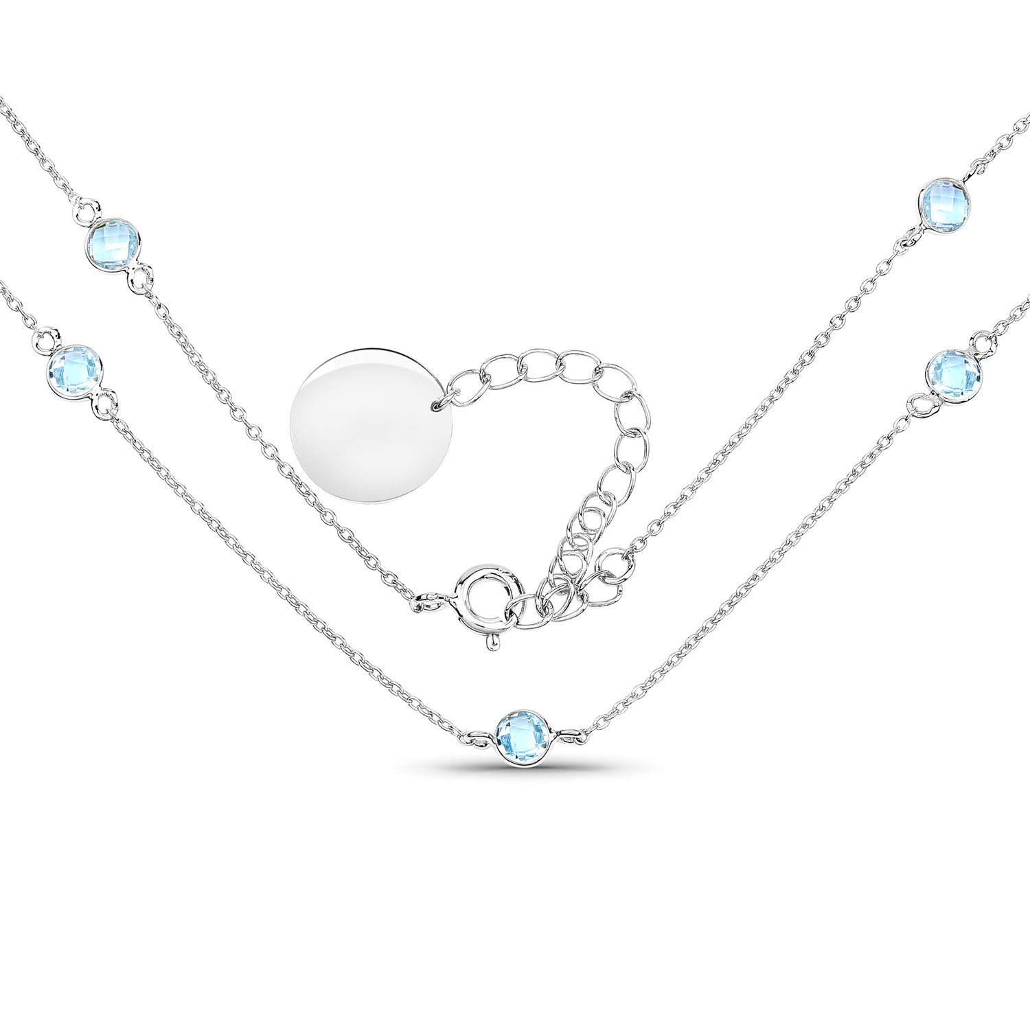 2.94 Carat Genuine Blue Topaz .925 Sterling Silver Necklace
