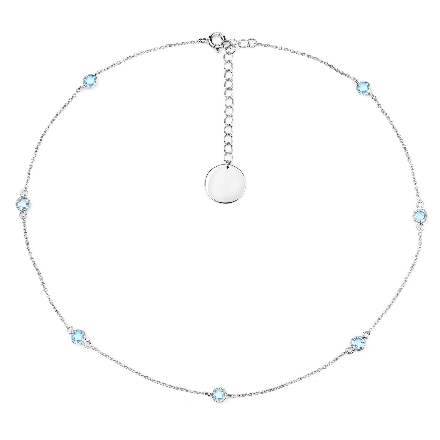 2.94 Carat Genuine Blue Topaz .925 Sterling Silver Necklace