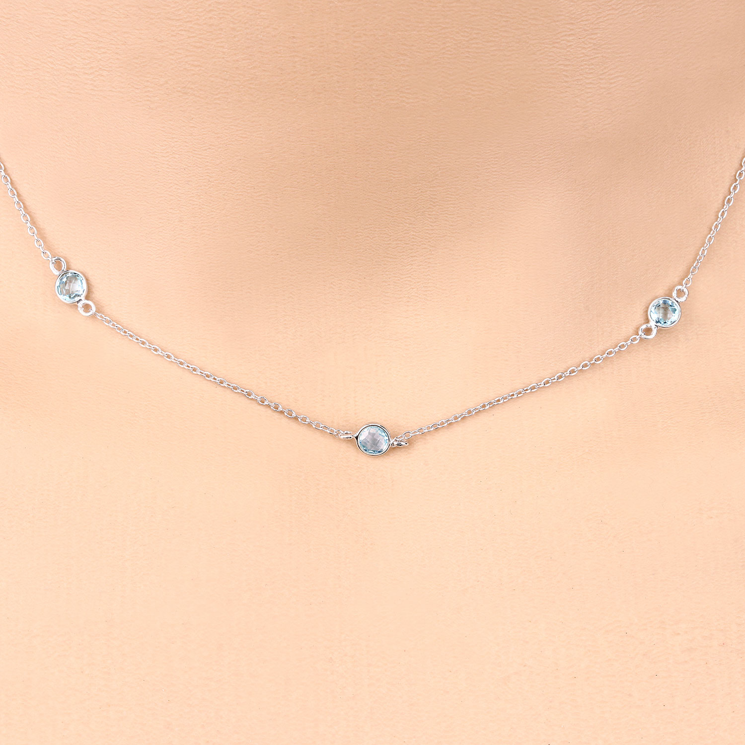 2.94 Carat Genuine Blue Topaz .925 Sterling Silver Necklace