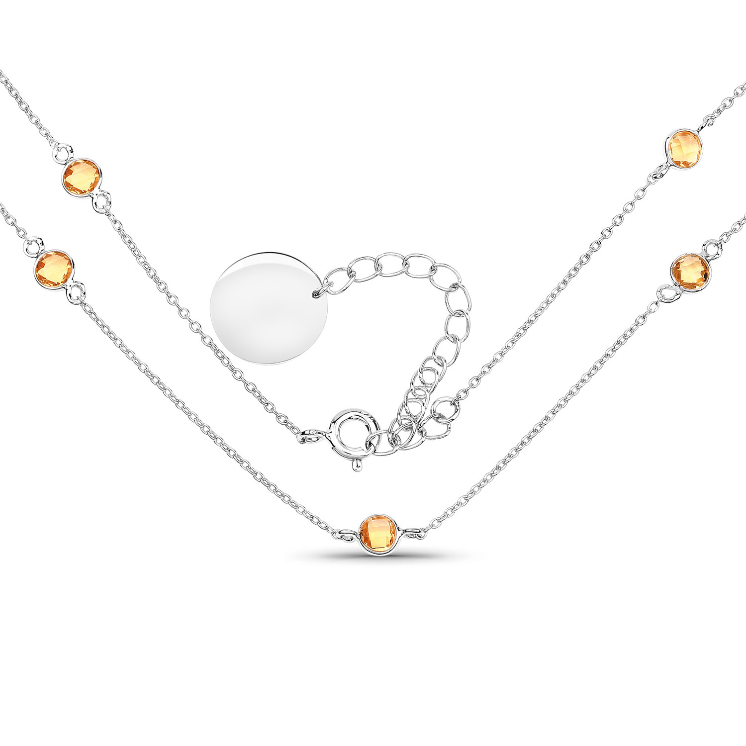 1.89 Carat Genuine Citrine .925 Sterling Silver Necklace