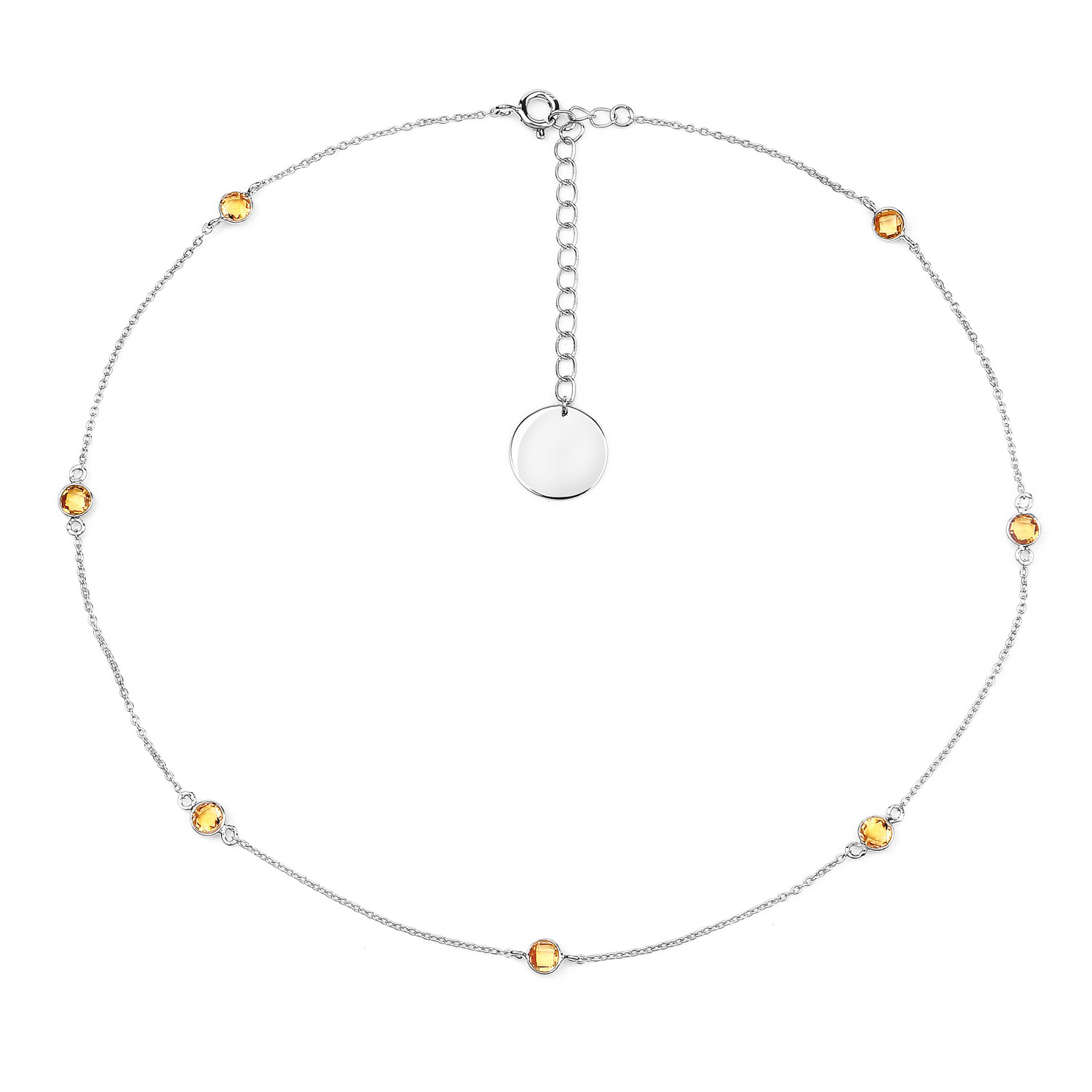 1.89 Carat Genuine Citrine .925 Sterling Silver Necklace