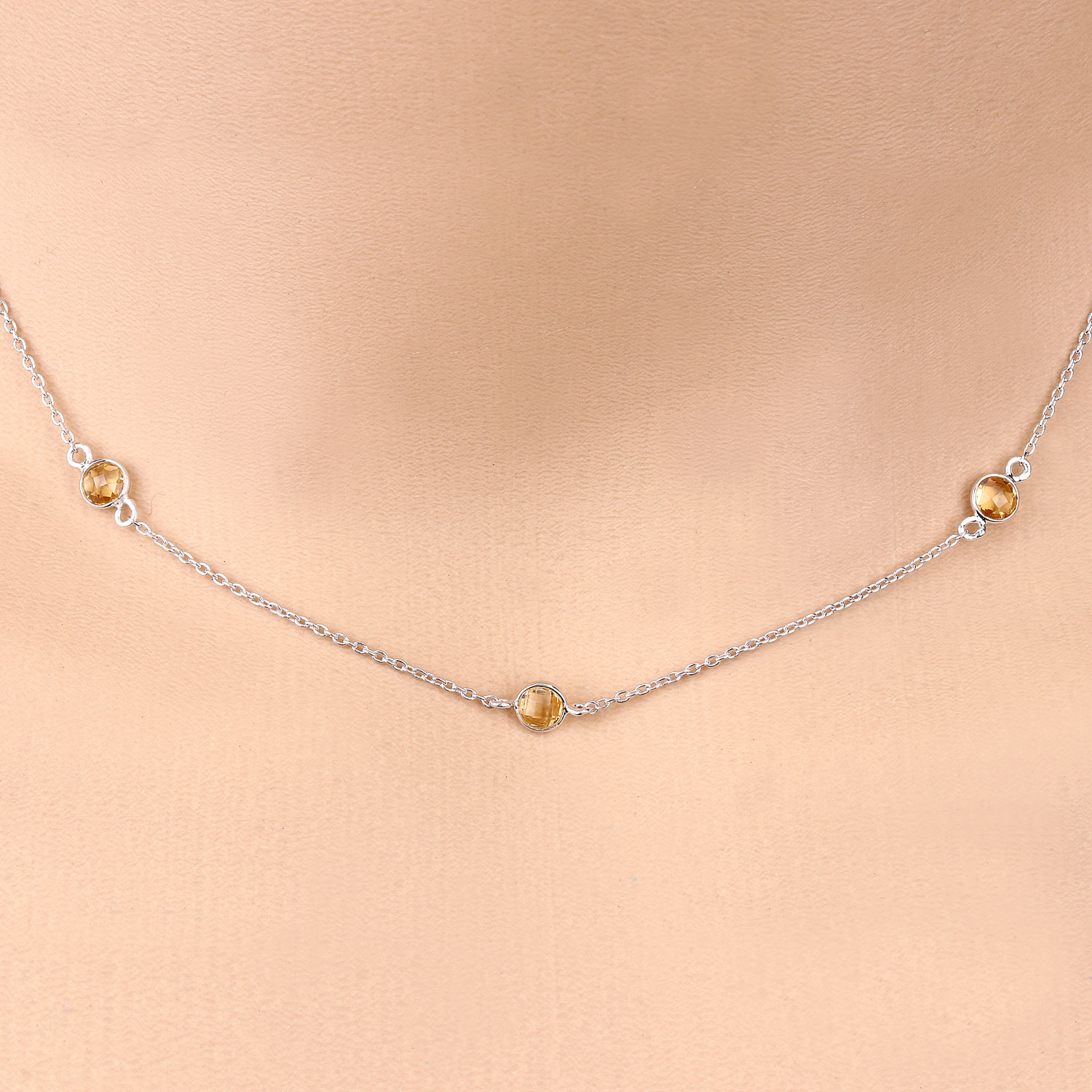 1.89 Carat Genuine Citrine .925 Sterling Silver Necklace