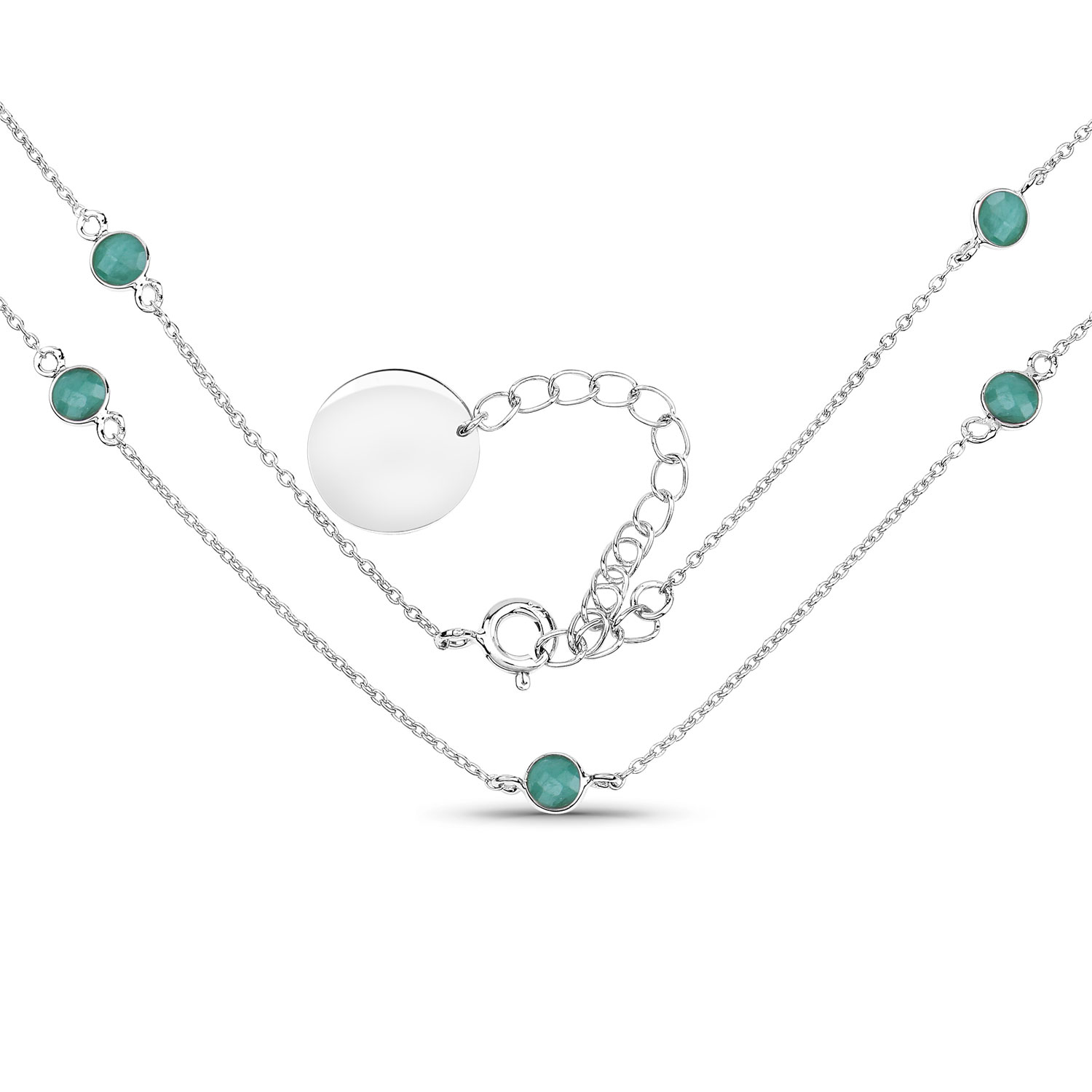 1.89 Carat Genuine Emerald .925 Sterling Silver Necklace
