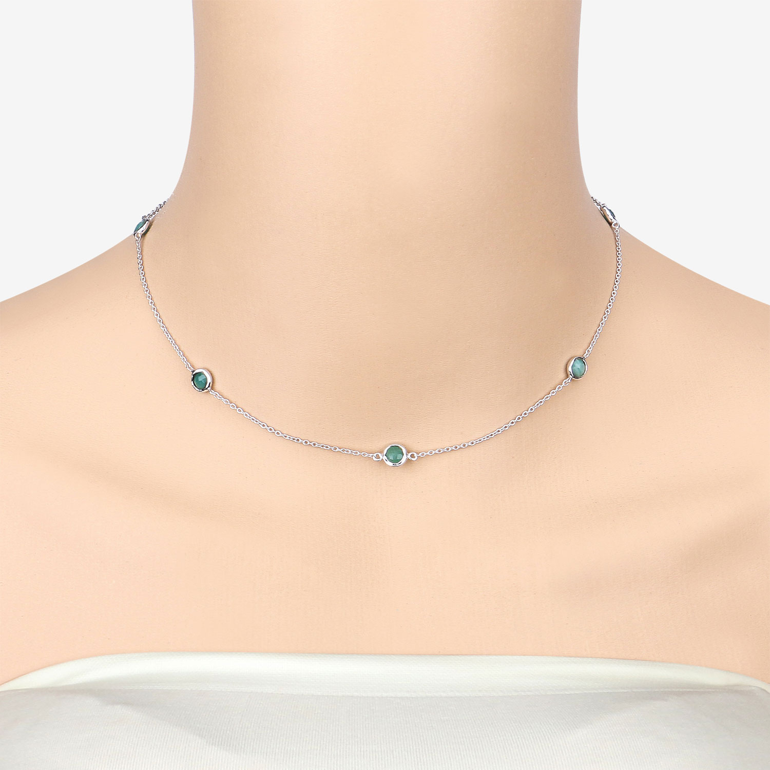 1.89 Carat Genuine Emerald .925 Sterling Silver Necklace