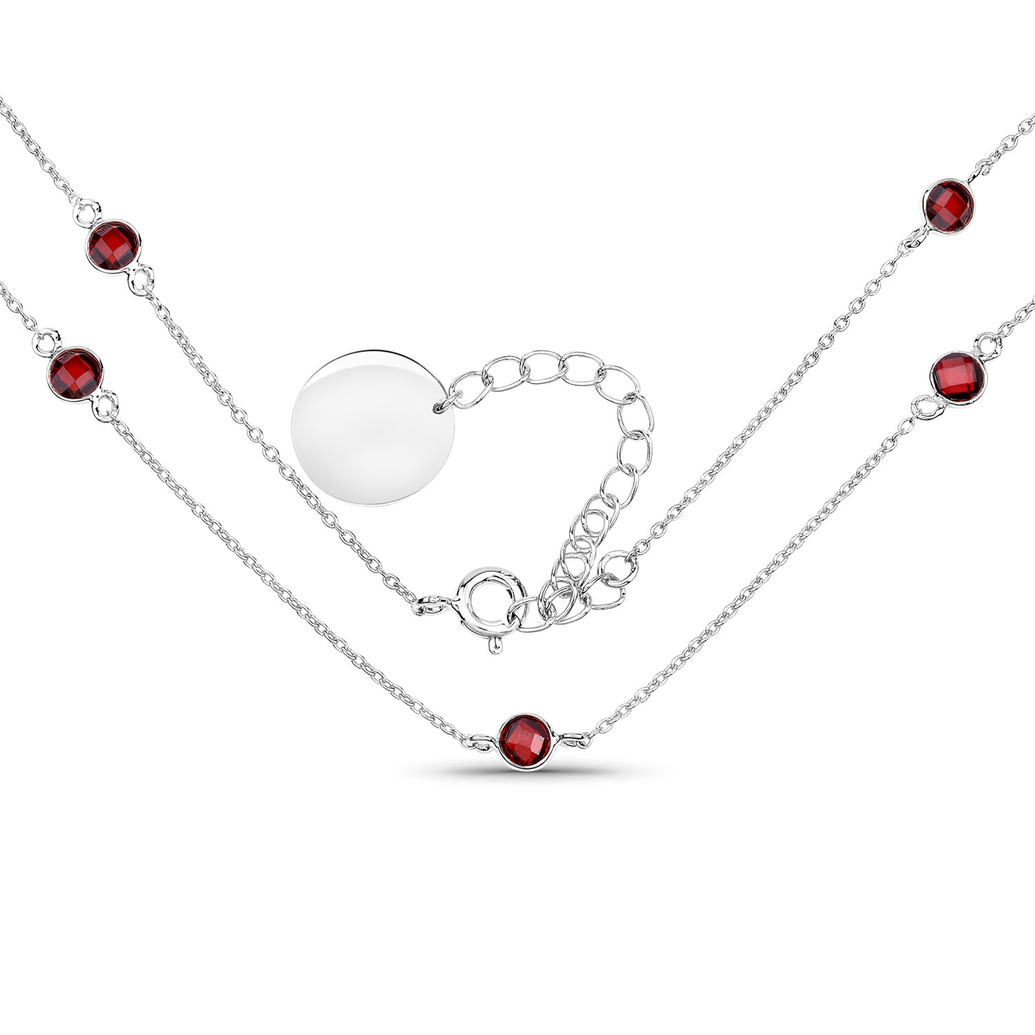 2.10 Carat Genuine Garnet .925 Sterling Silver Necklace