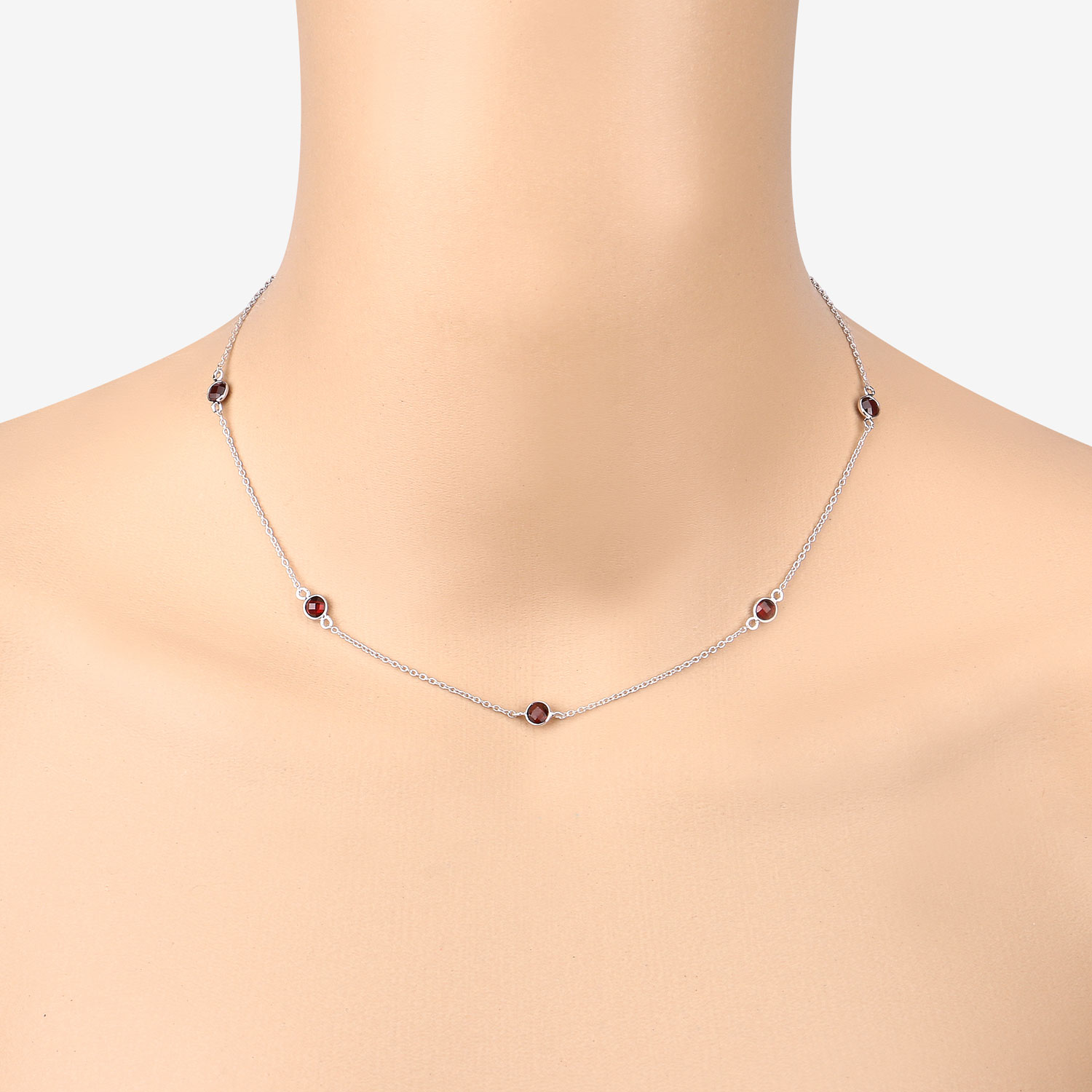 2.10 Carat Genuine Garnet .925 Sterling Silver Necklace