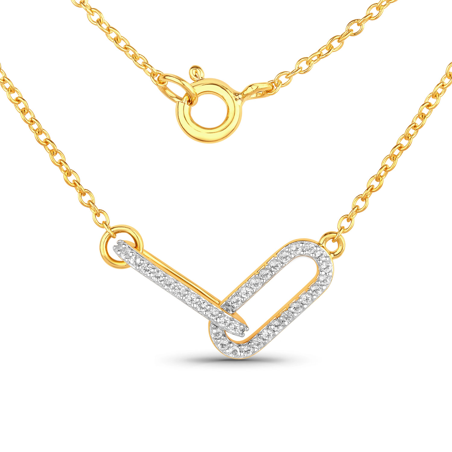 0.19 Carat Genuine White Topaz .925 Sterling Silver Necklace