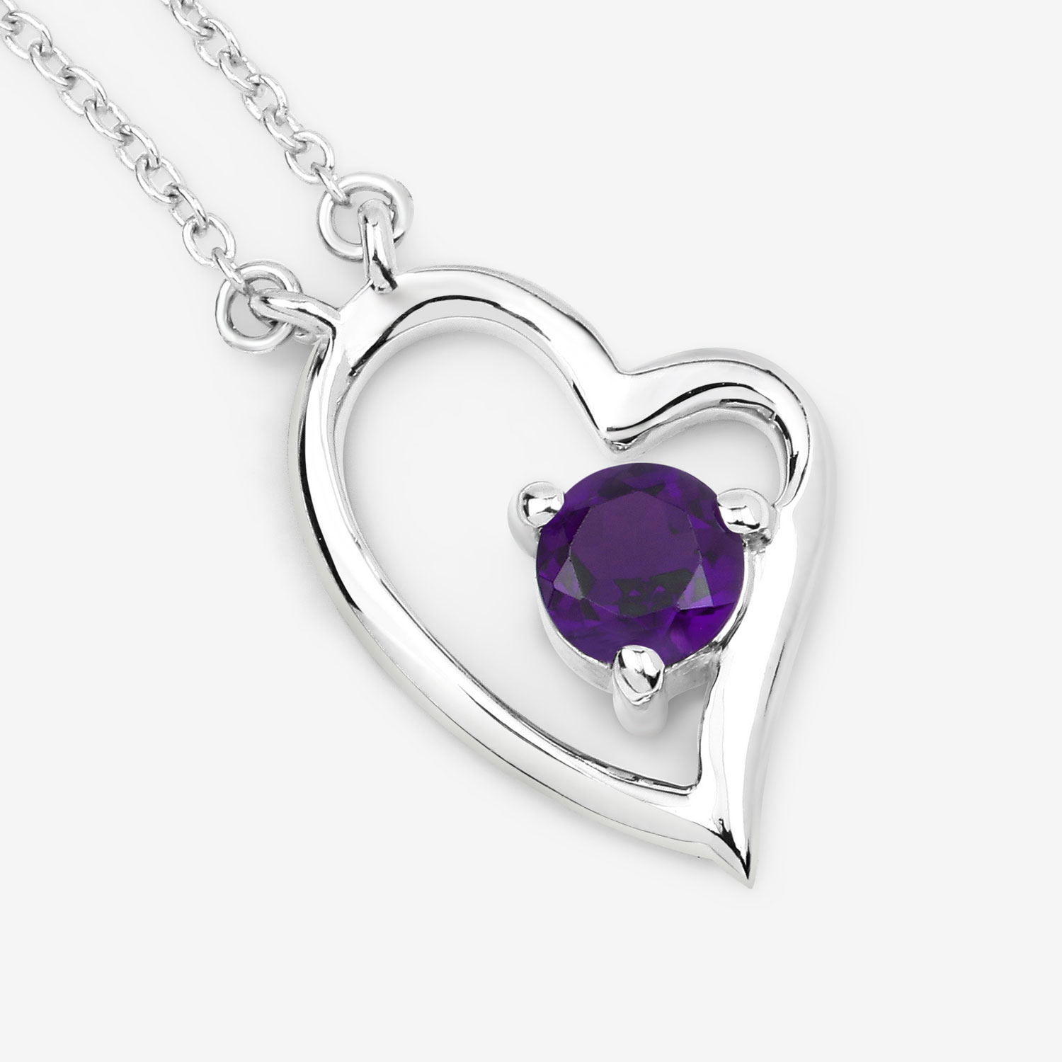0.43 Carat Genuine Amethyst .925 Sterling Silver Necklace