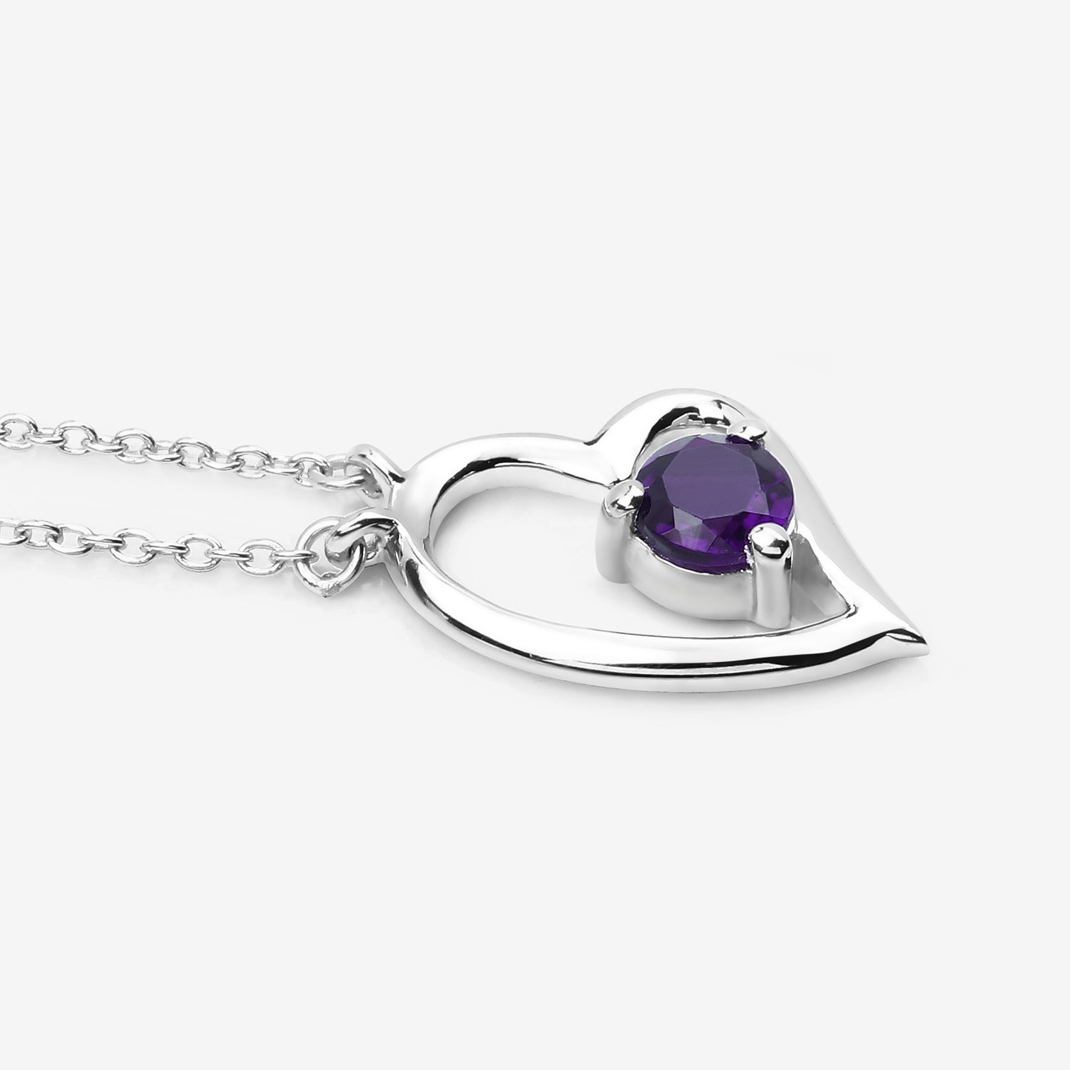 0.43 Carat Genuine Amethyst .925 Sterling Silver Necklace