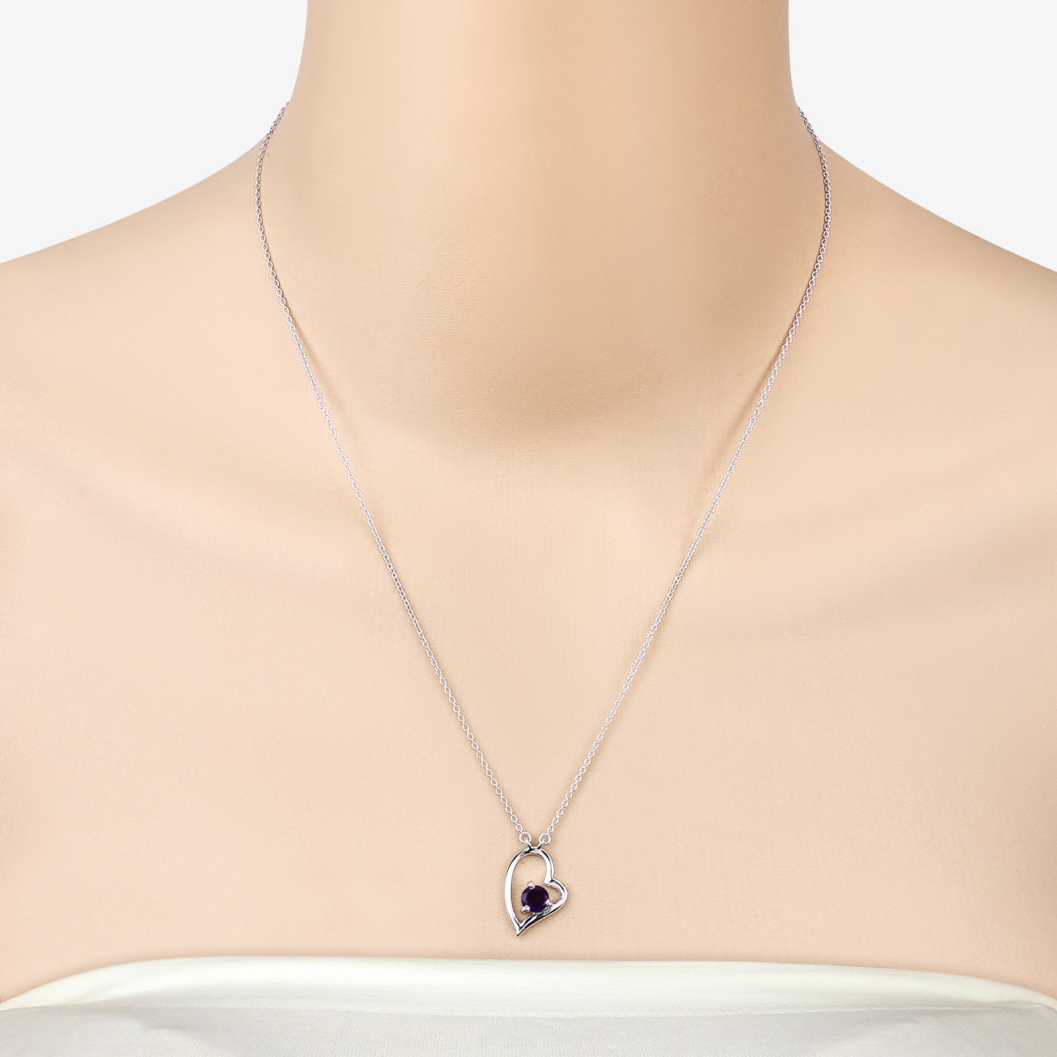 0.43 Carat Genuine Amethyst .925 Sterling Silver Necklace