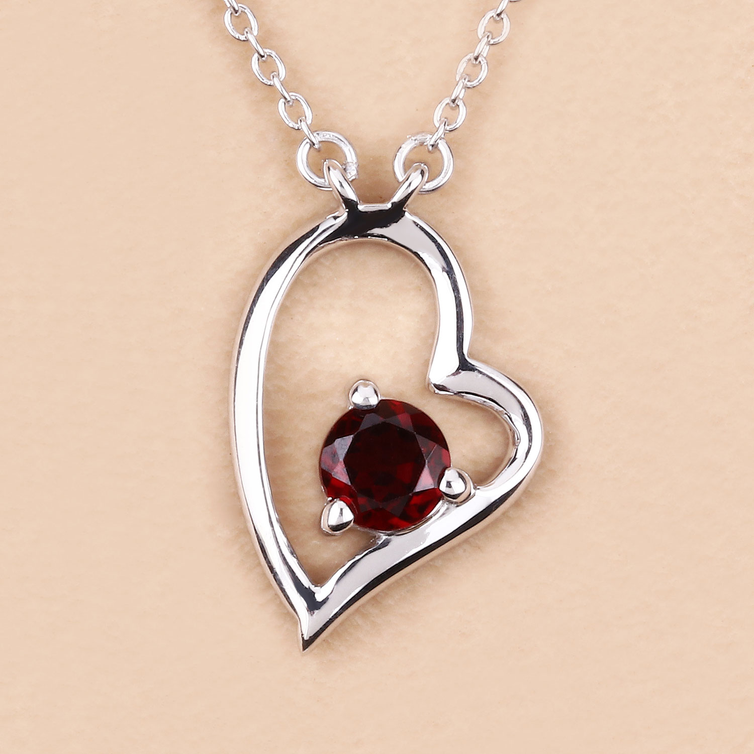 0.60 Carat Genuine Garnet .925 Sterling Silver Necklace
