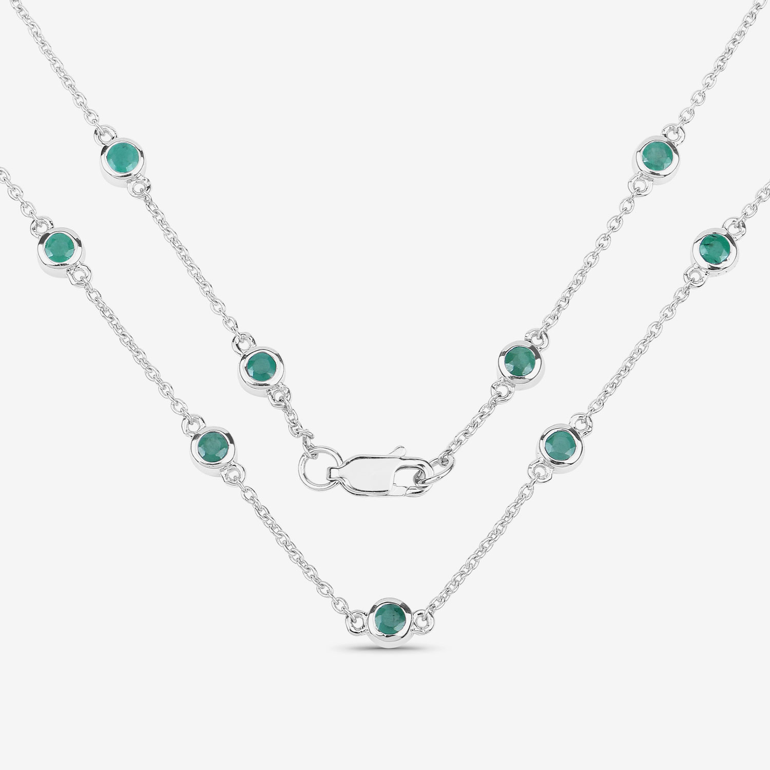 1.80 Carat Genuine Emerald .925 Sterling Silver Necklace