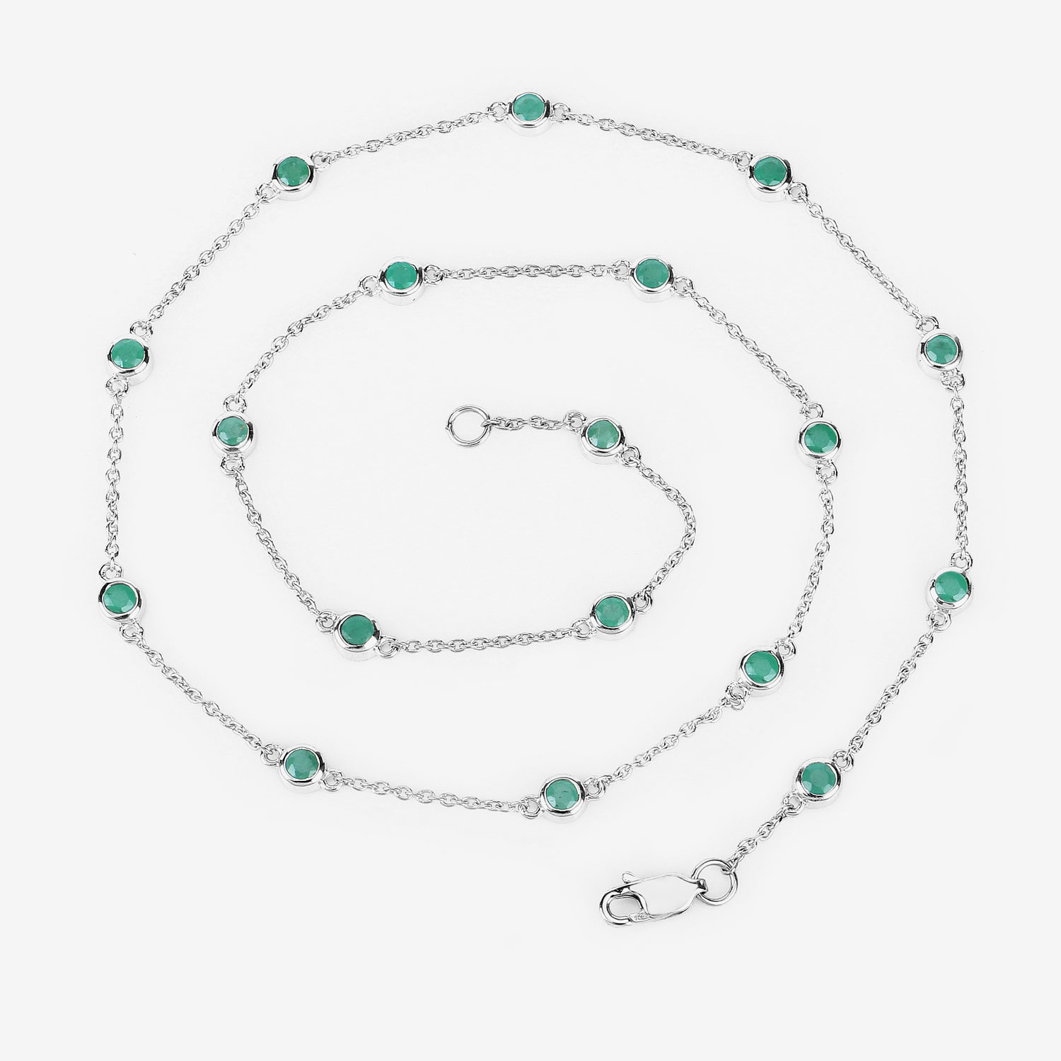 1.80 Carat Genuine Emerald .925 Sterling Silver Necklace