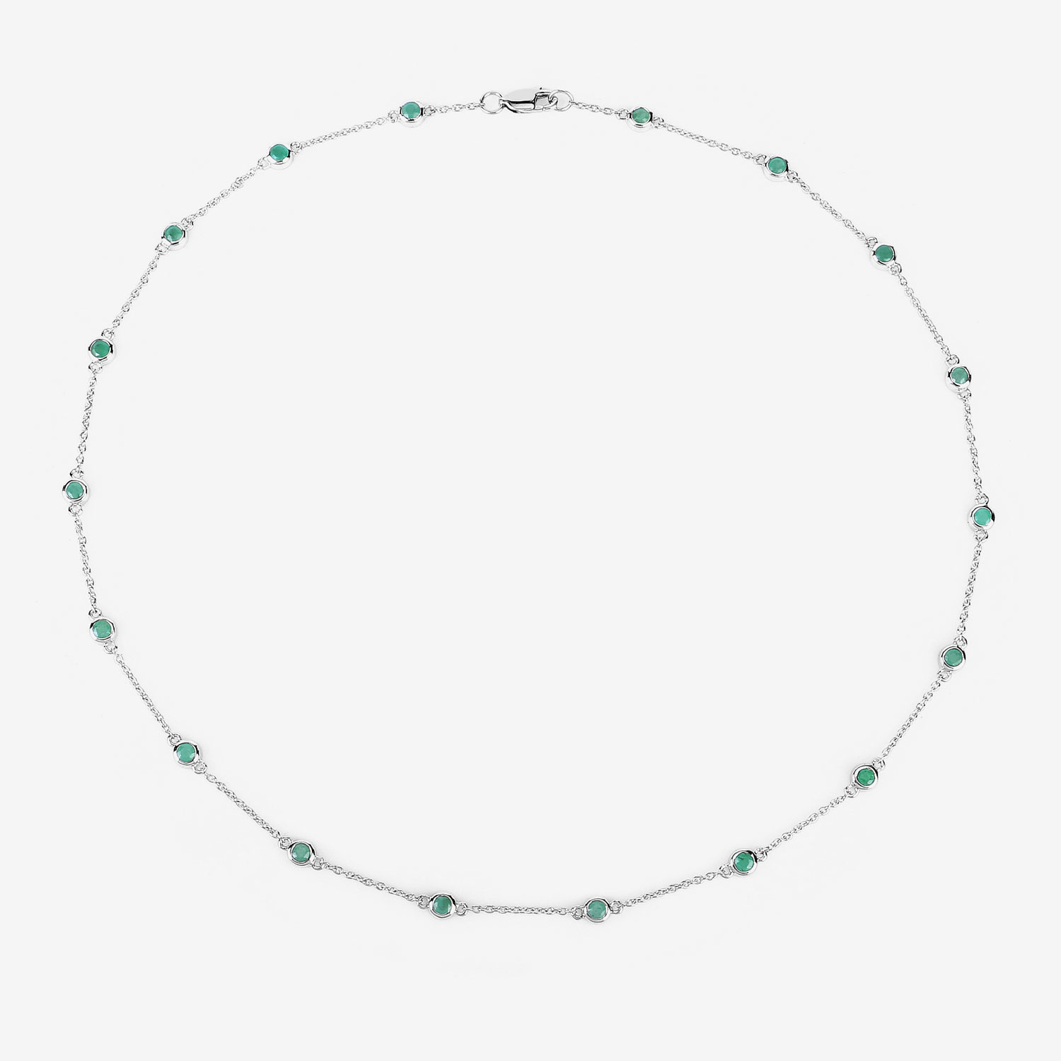 1.80 Carat Genuine Emerald .925 Sterling Silver Necklace
