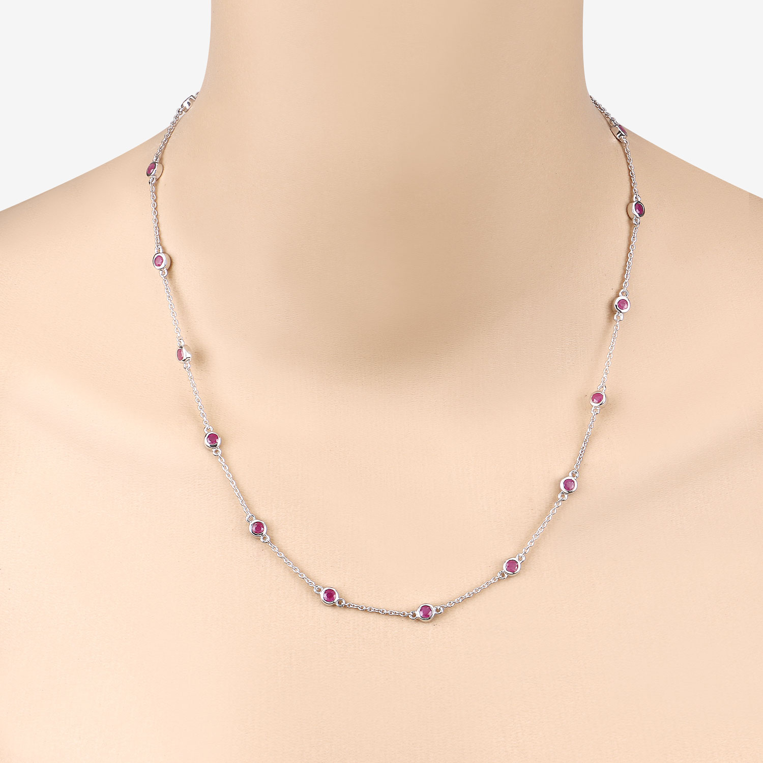 2.34 Carat Genuine Ruby .925 Sterling Silver Necklace