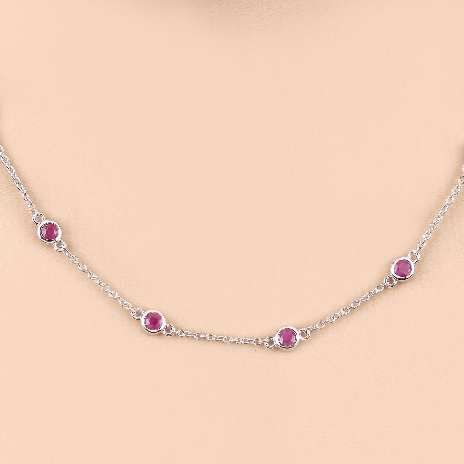 2.34 Carat Genuine Ruby .925 Sterling Silver Necklace