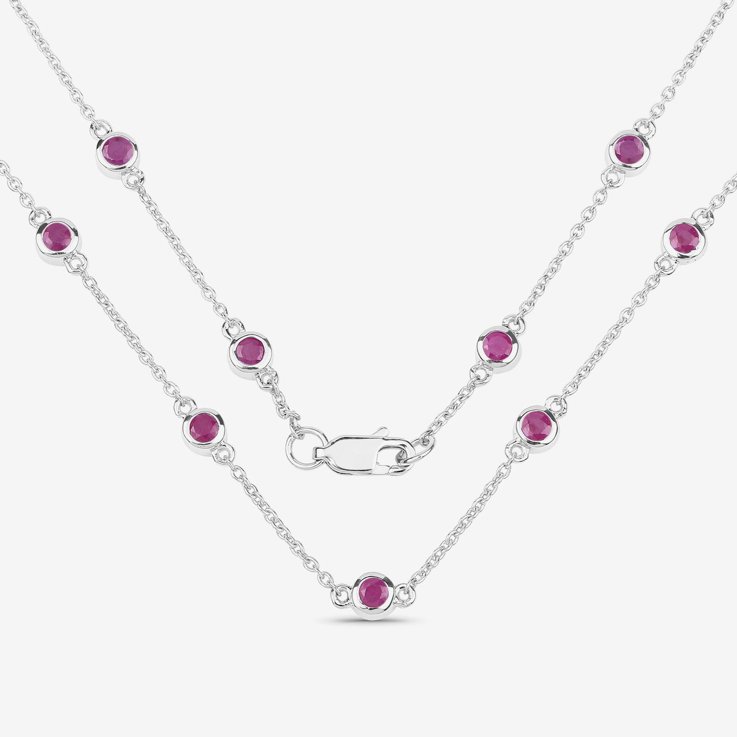 2.34 Carat Genuine Ruby .925 Sterling Silver Necklace