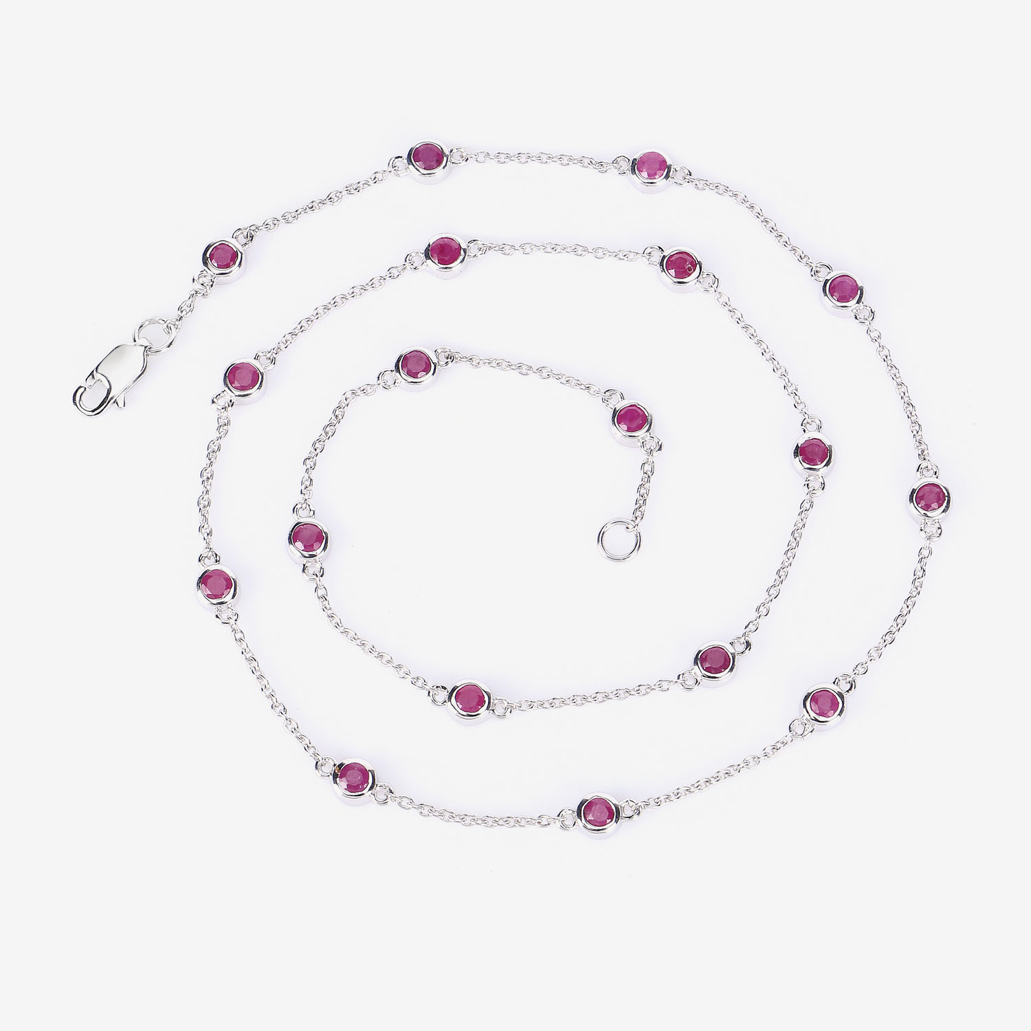 2.34 Carat Genuine Ruby .925 Sterling Silver Necklace