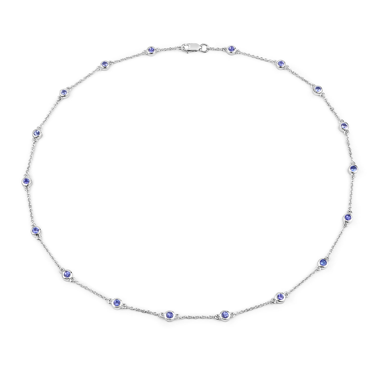 1.80 Carat Genuine Tanzanite .925 Sterling Silver Necklace
