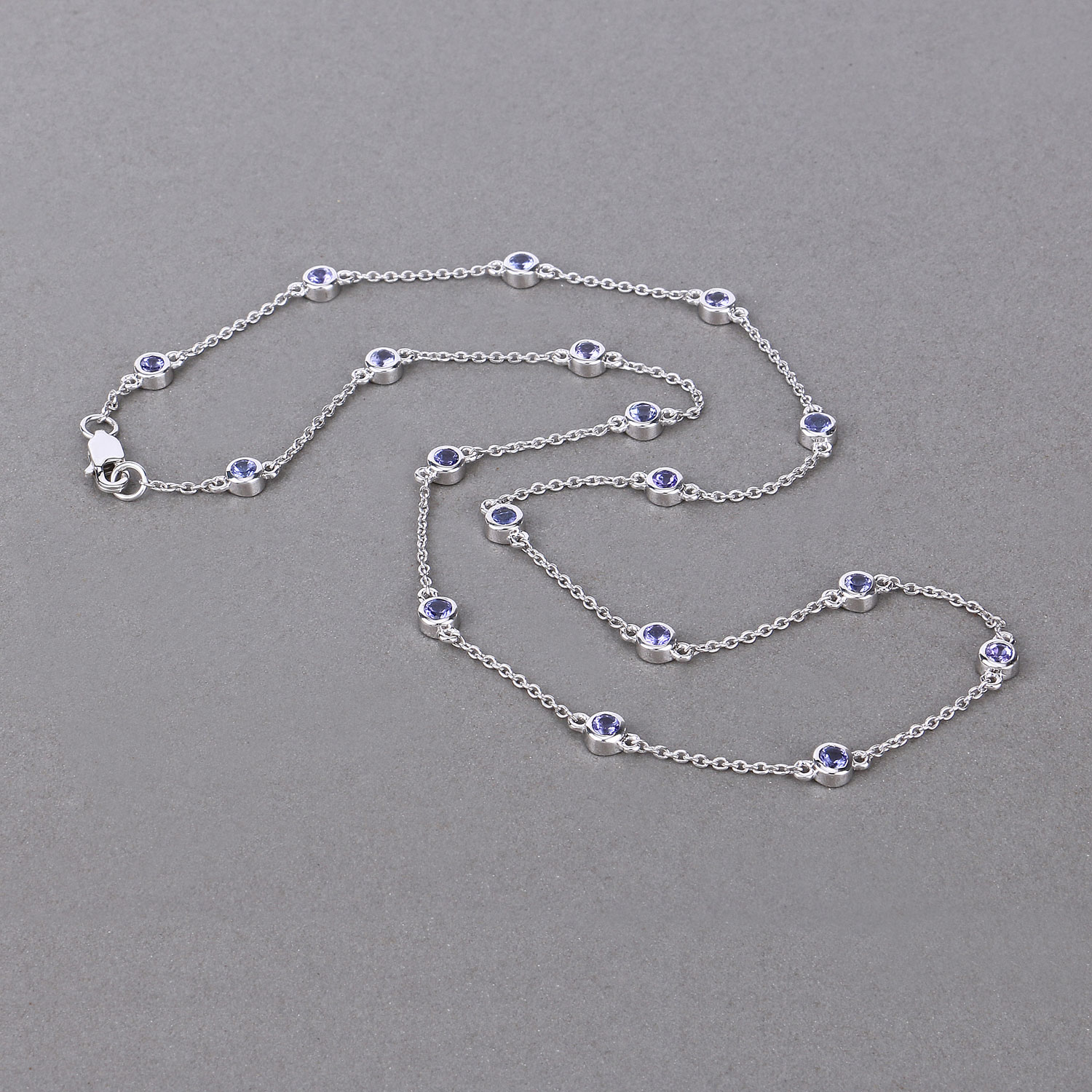 1.80 Carat Genuine Tanzanite .925 Sterling Silver Necklace