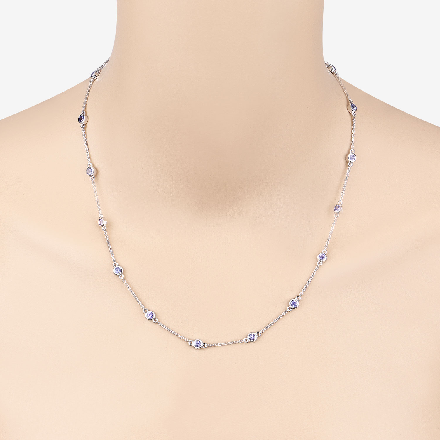 1.80 Carat Genuine Tanzanite .925 Sterling Silver Necklace