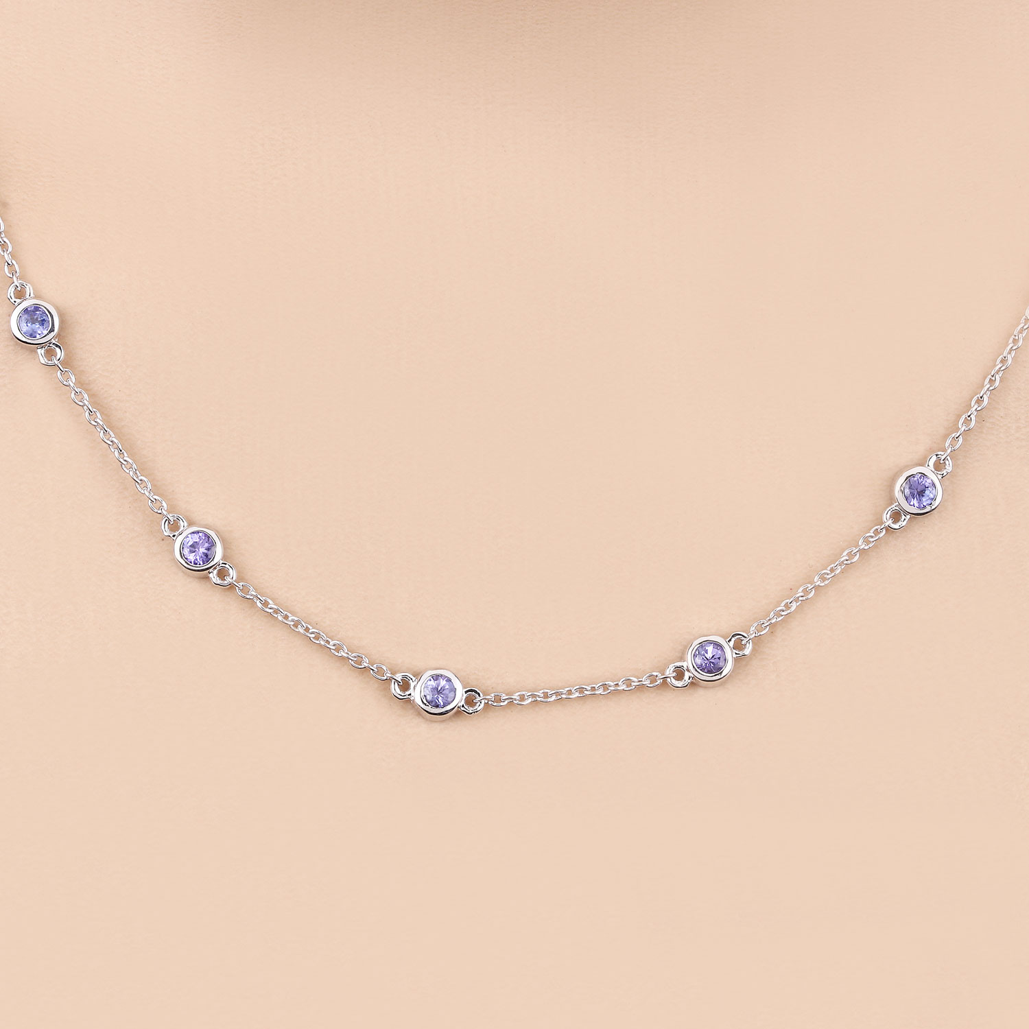 1.80 Carat Genuine Tanzanite .925 Sterling Silver Necklace