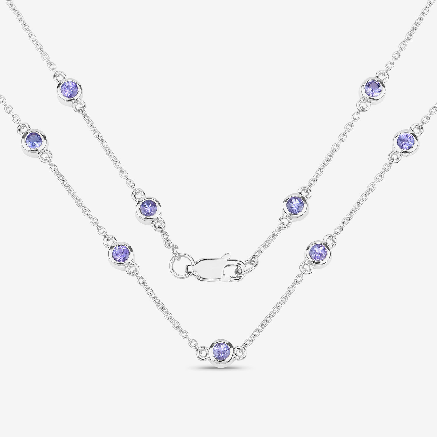 1.80 Carat Genuine Tanzanite .925 Sterling Silver Necklace