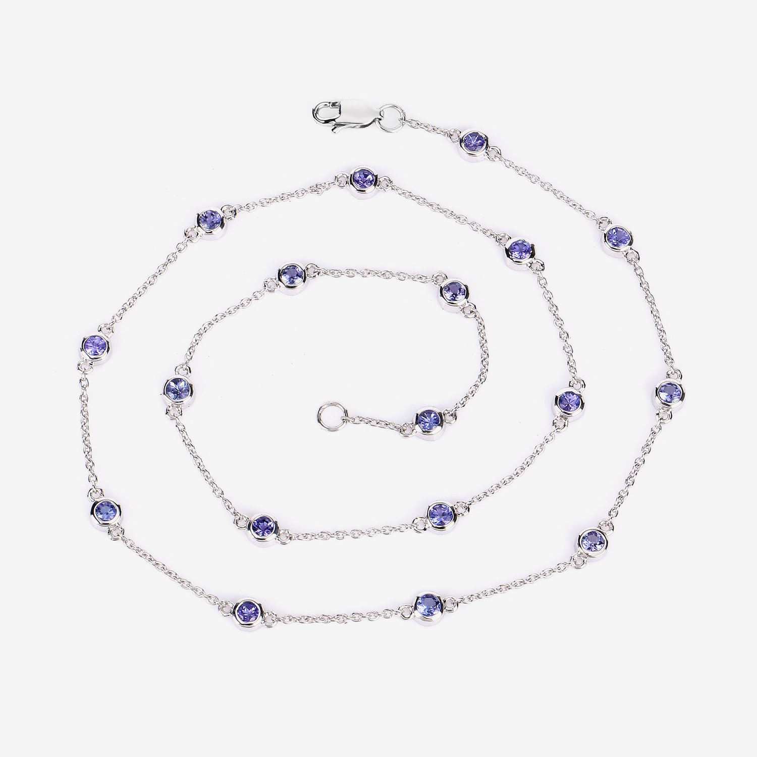 1.80 Carat Genuine Tanzanite .925 Sterling Silver Necklace