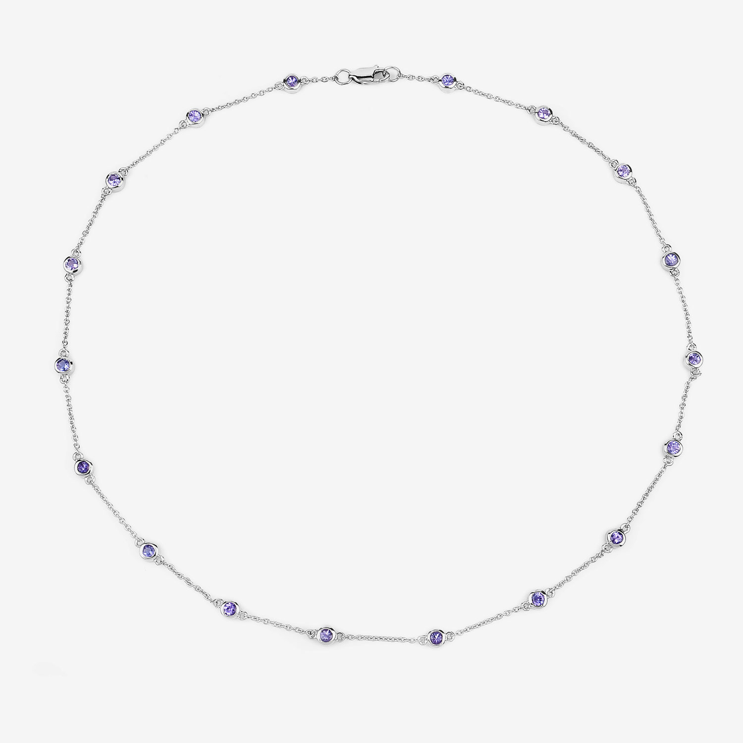 1.80 Carat Genuine Tanzanite .925 Sterling Silver Necklace