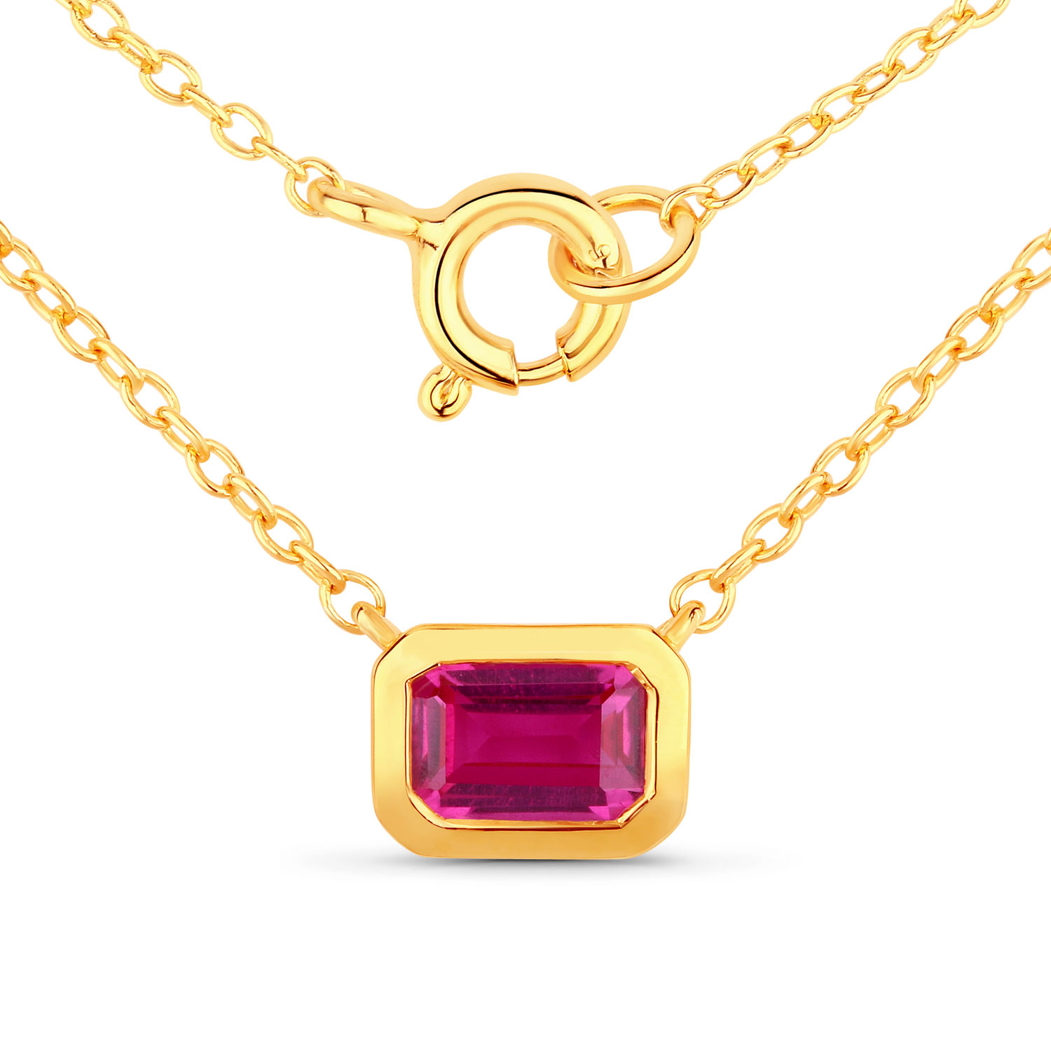 0.81 Carat Created Pink Sapphire .925 Sterling Silver Necklace