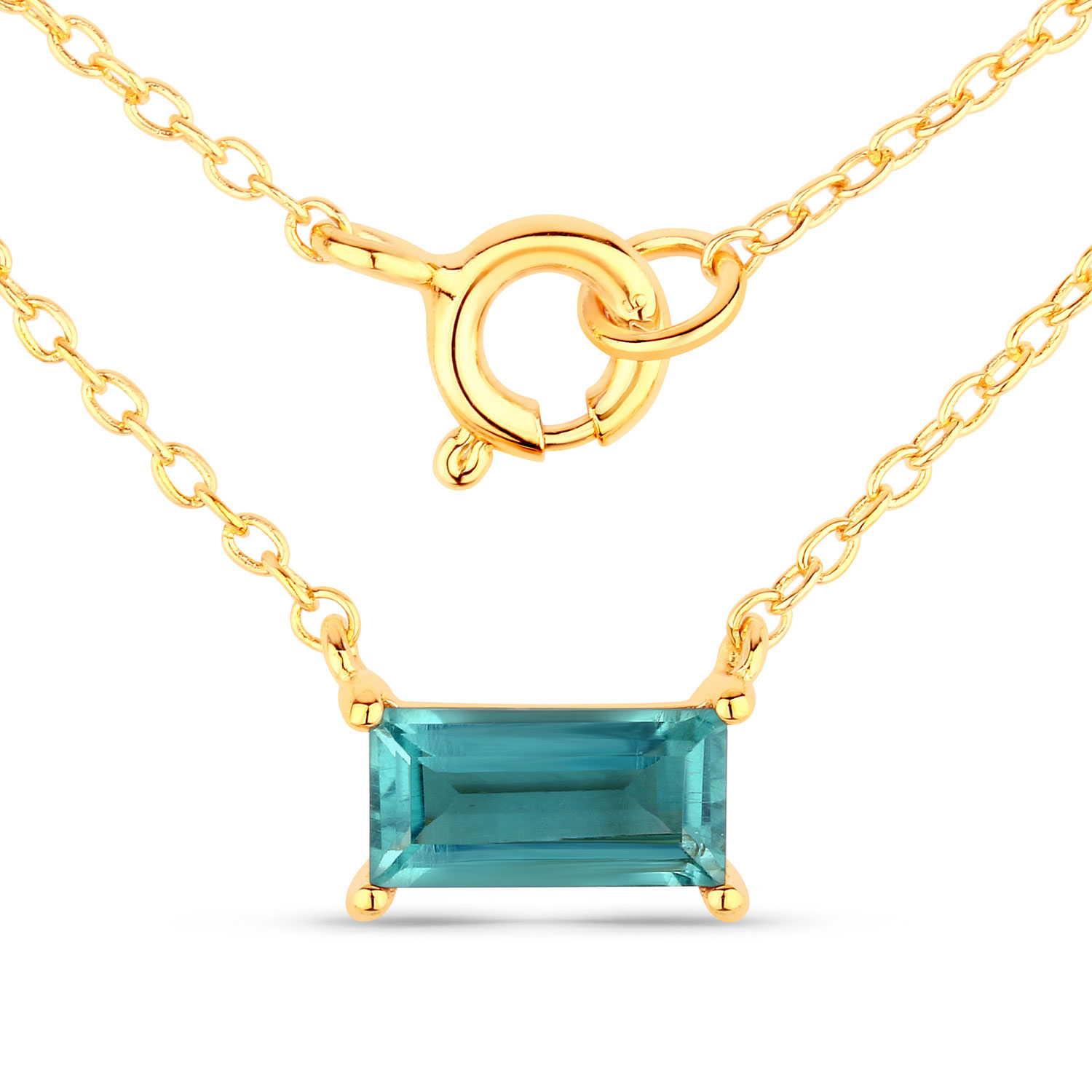 0.84 Carat Created Aquamarine .925 Sterling Silver Necklace