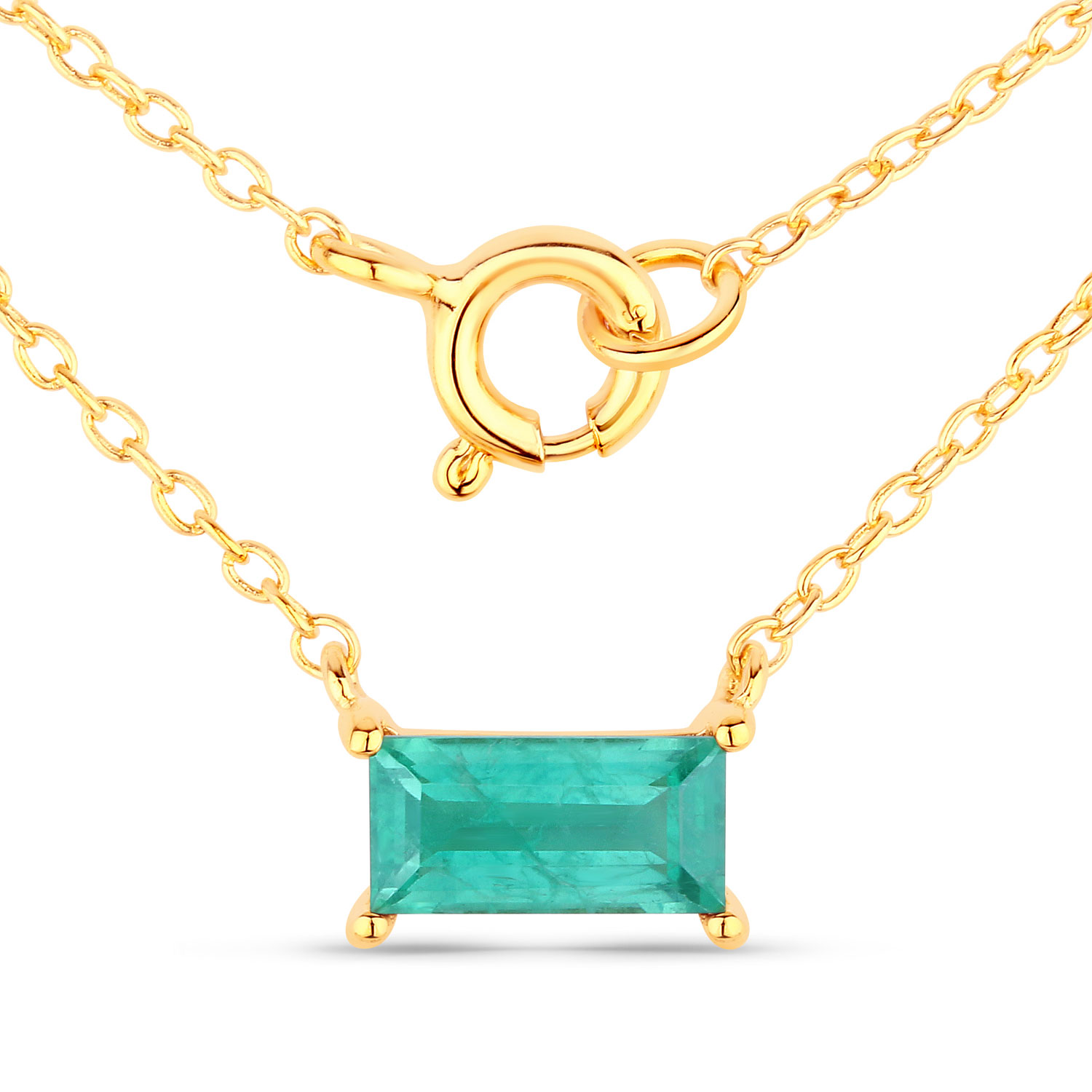 0.91 Carat Created Emerald .925 Sterling Silver Necklace