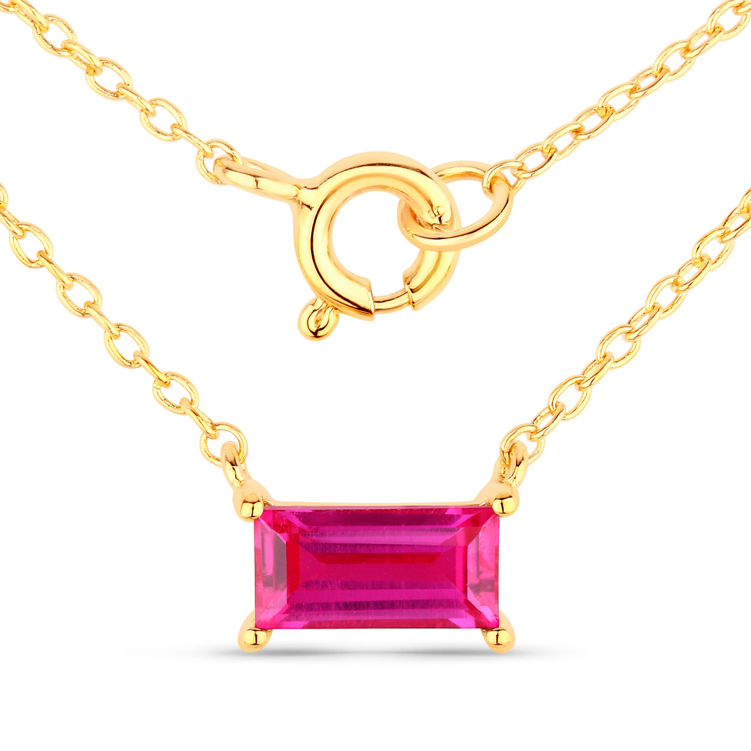 1.09 Carat Created Pink Sapphire .925 Sterling Silver Necklace