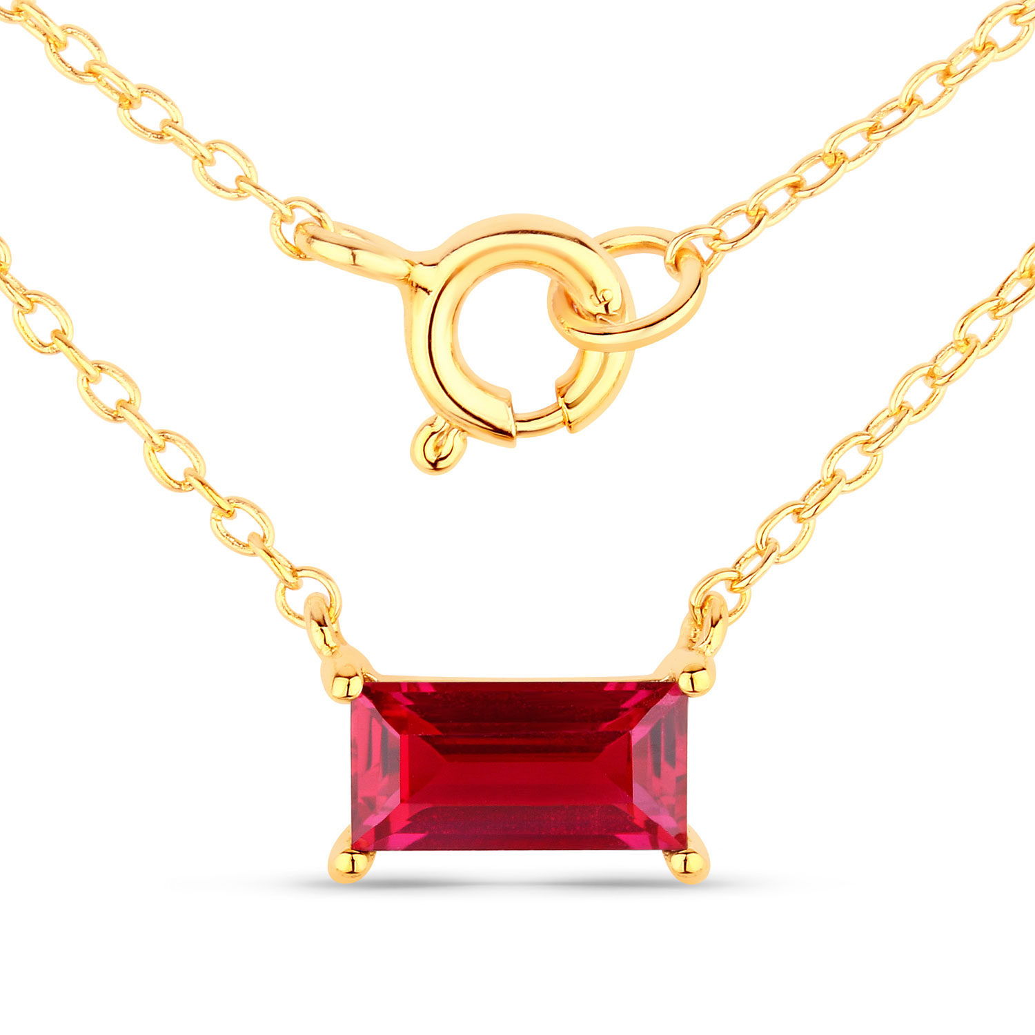1.29 Carat Created Ruby .925 Sterling Silver Necklace