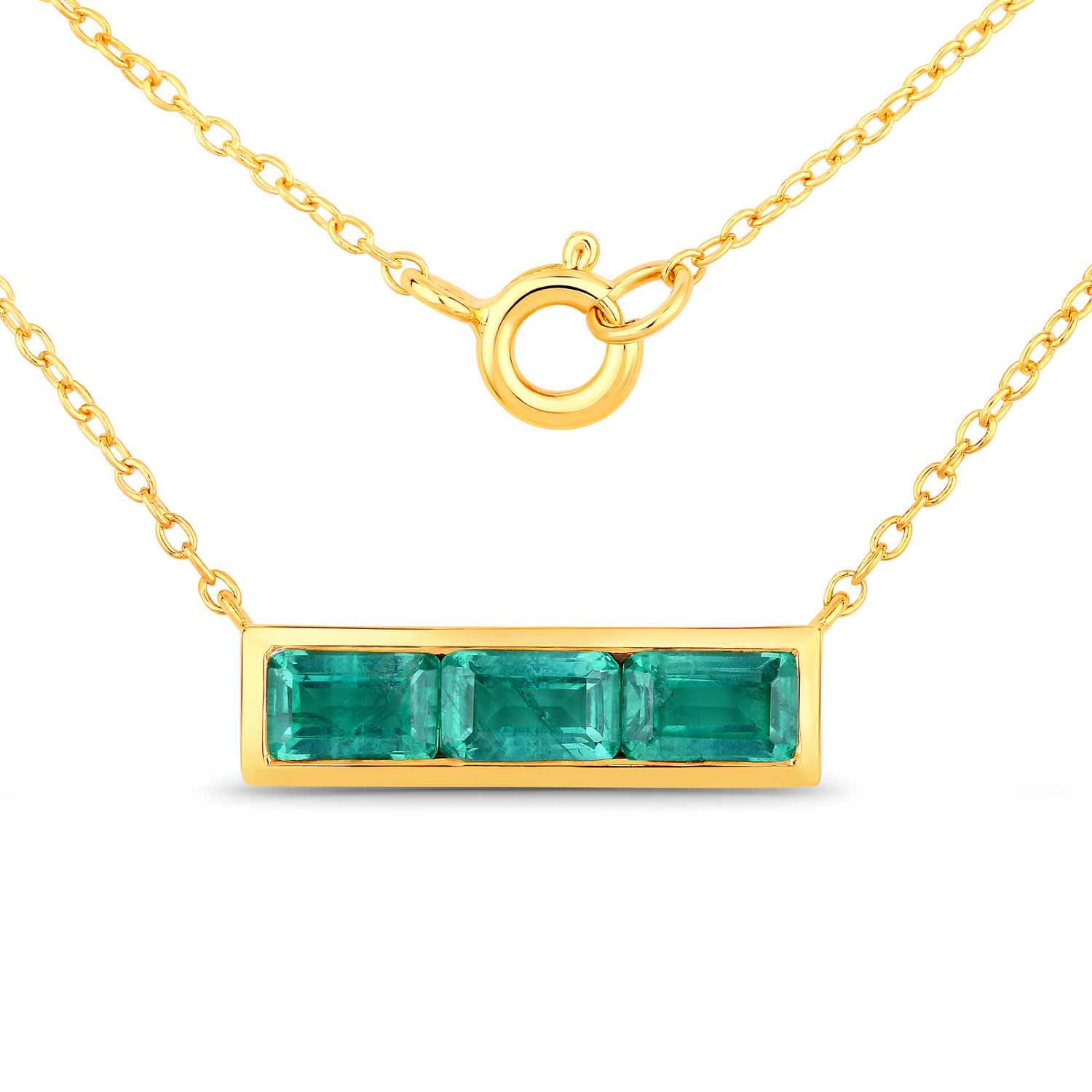 1.98 Carat Created Emerald .925 Sterling Silver Necklace