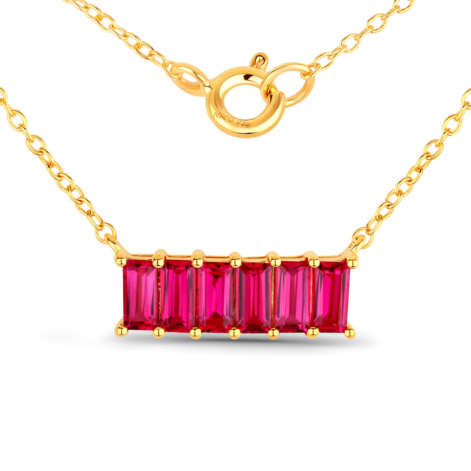 1.80 Carat Created Ruby .925 Sterling Silver Necklace